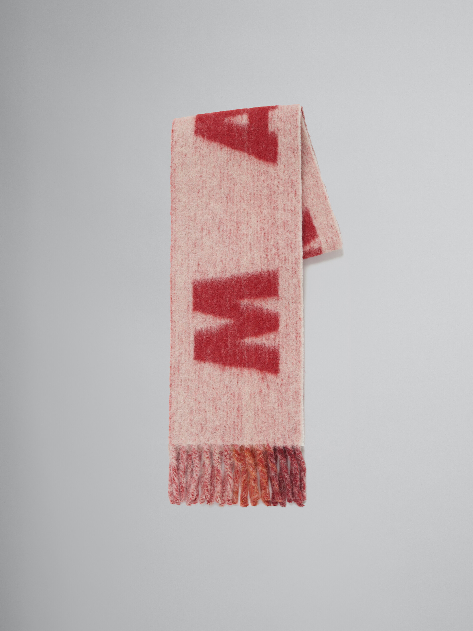 Light blue mohair and wool scarf with maxi logo - Scarves - Image 1