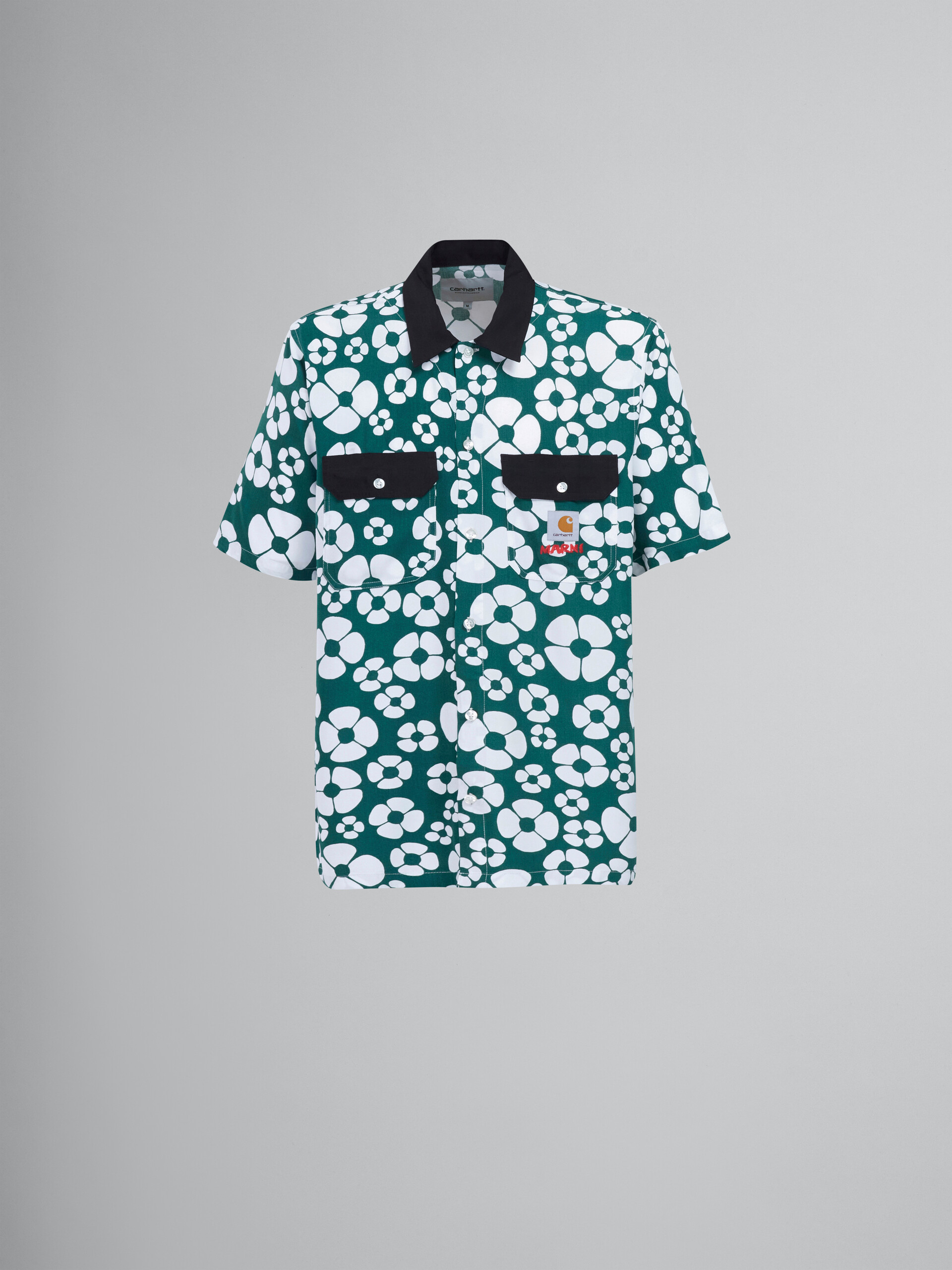 MARNI x CARHARTT WIP - green short-sleeved floral shirt | Marni