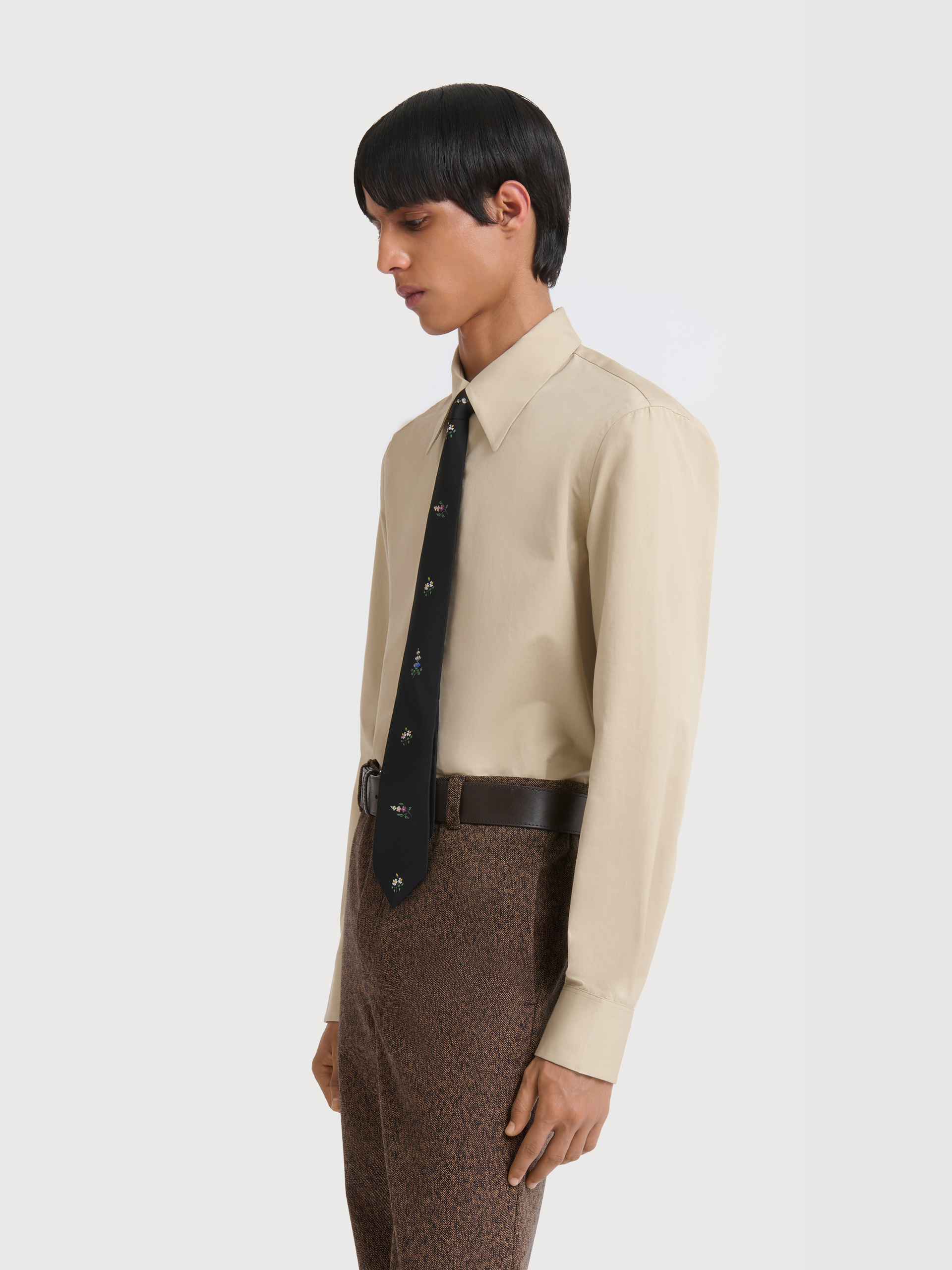 Camicia sartoriale in popeline beige - Camicie - Image 3