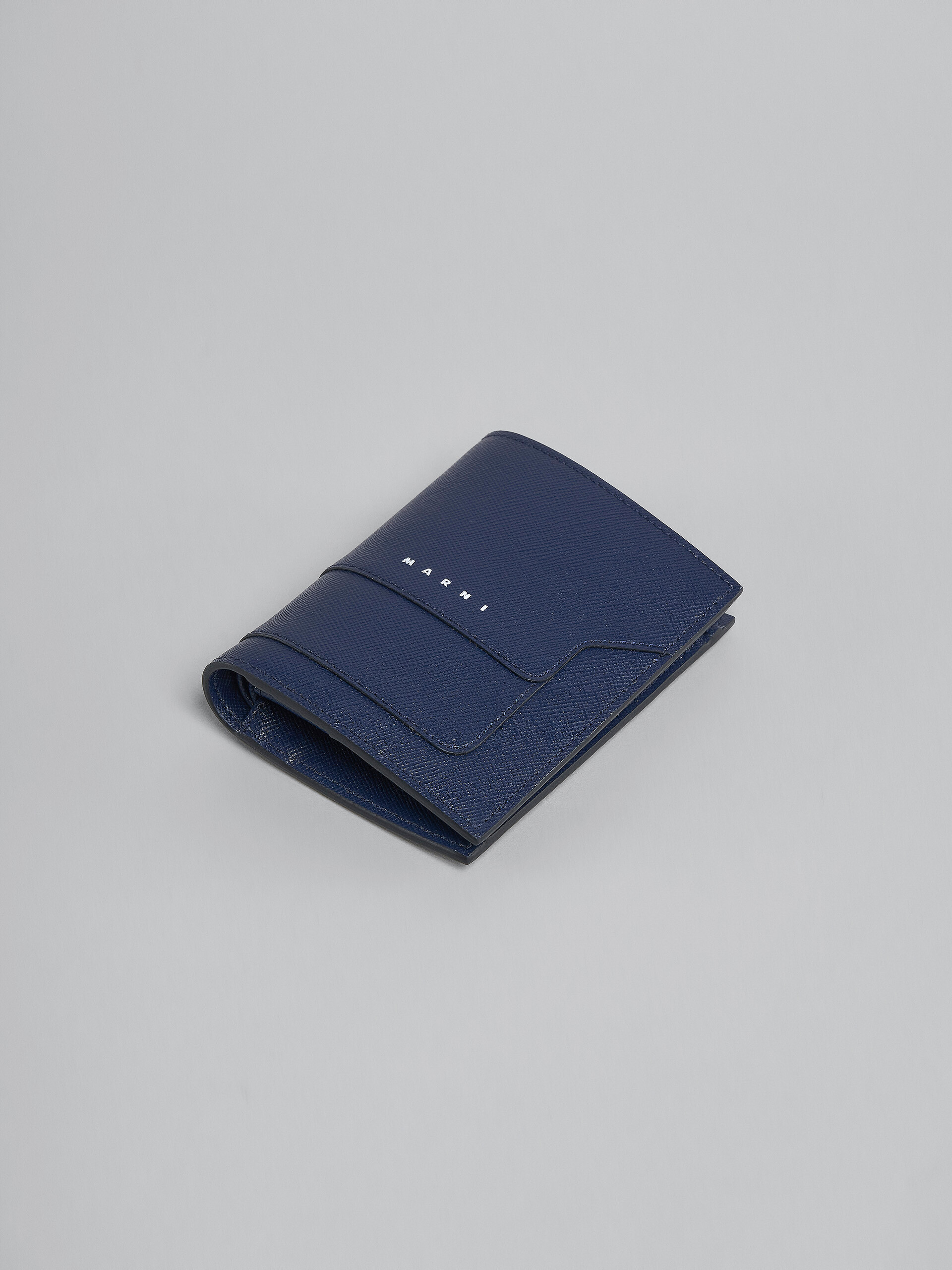 Zweifache Faltbrieftasche aus blauem Saffiano-Leder - Brieftaschen - Image 5