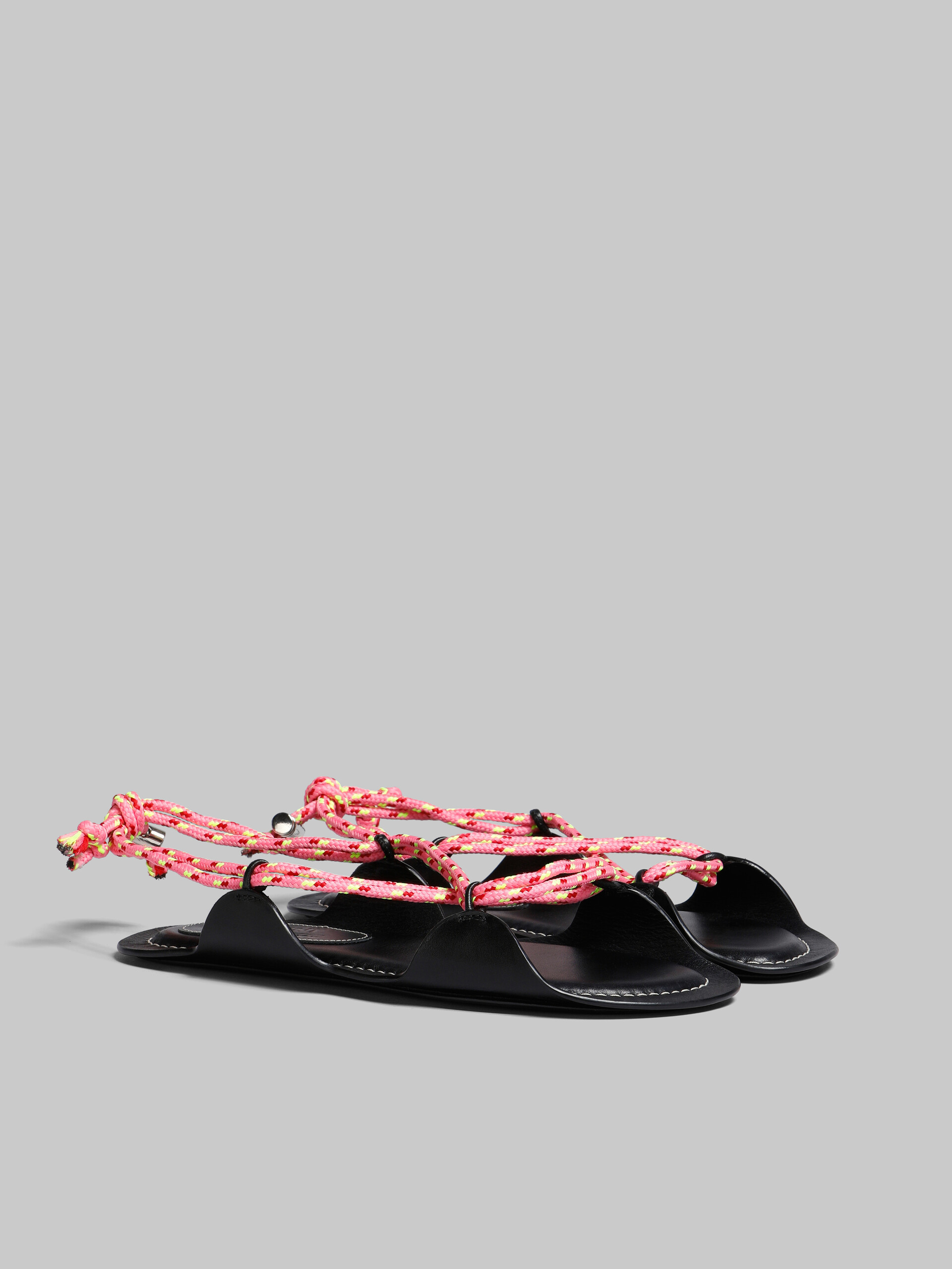 Marni x No Vacancy Inn - Black leather sandals with multicolour rope - Sandals - Image 2