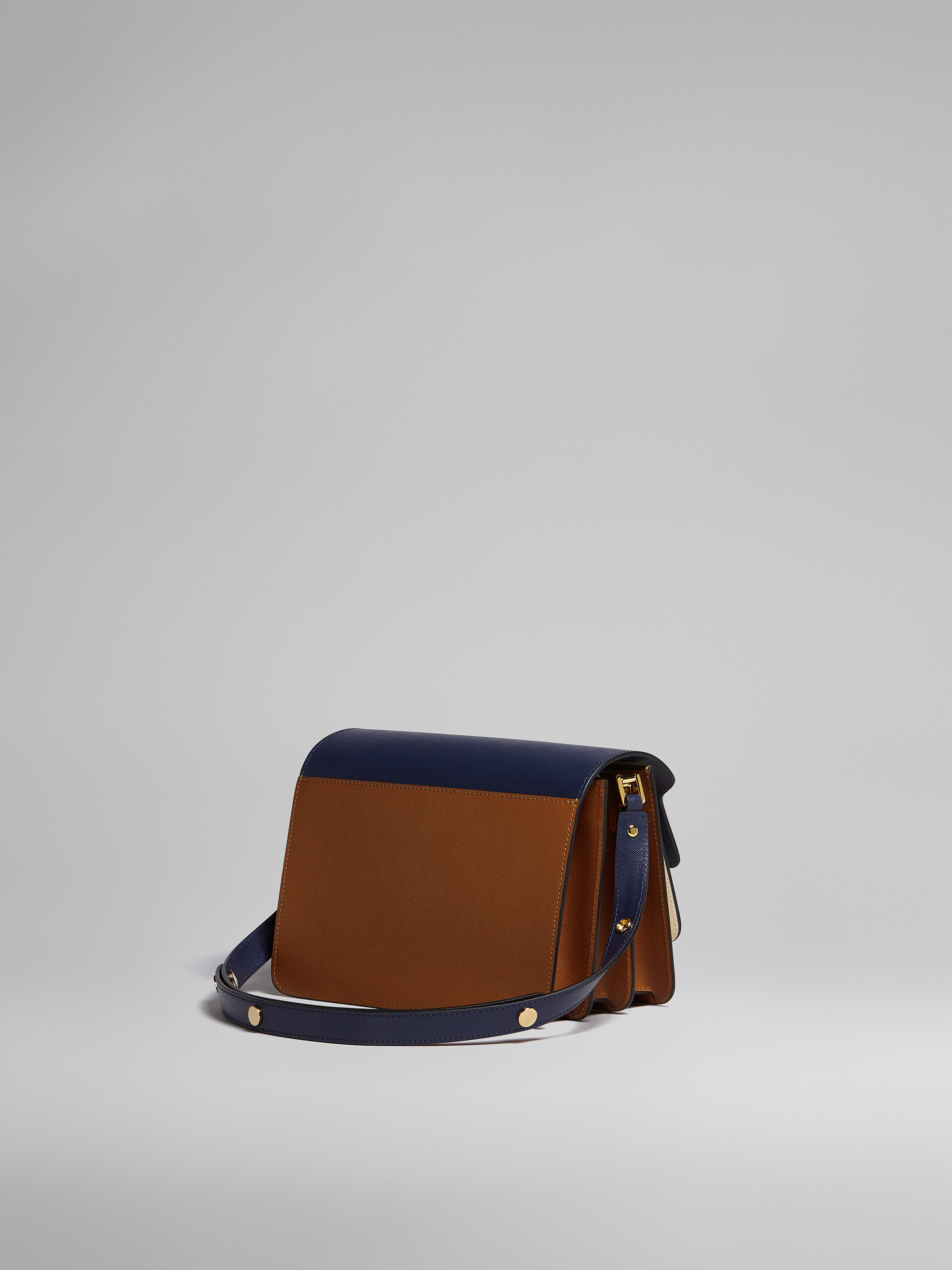 TRUNK medium bag in blue white and brown saffiano leather | Marni