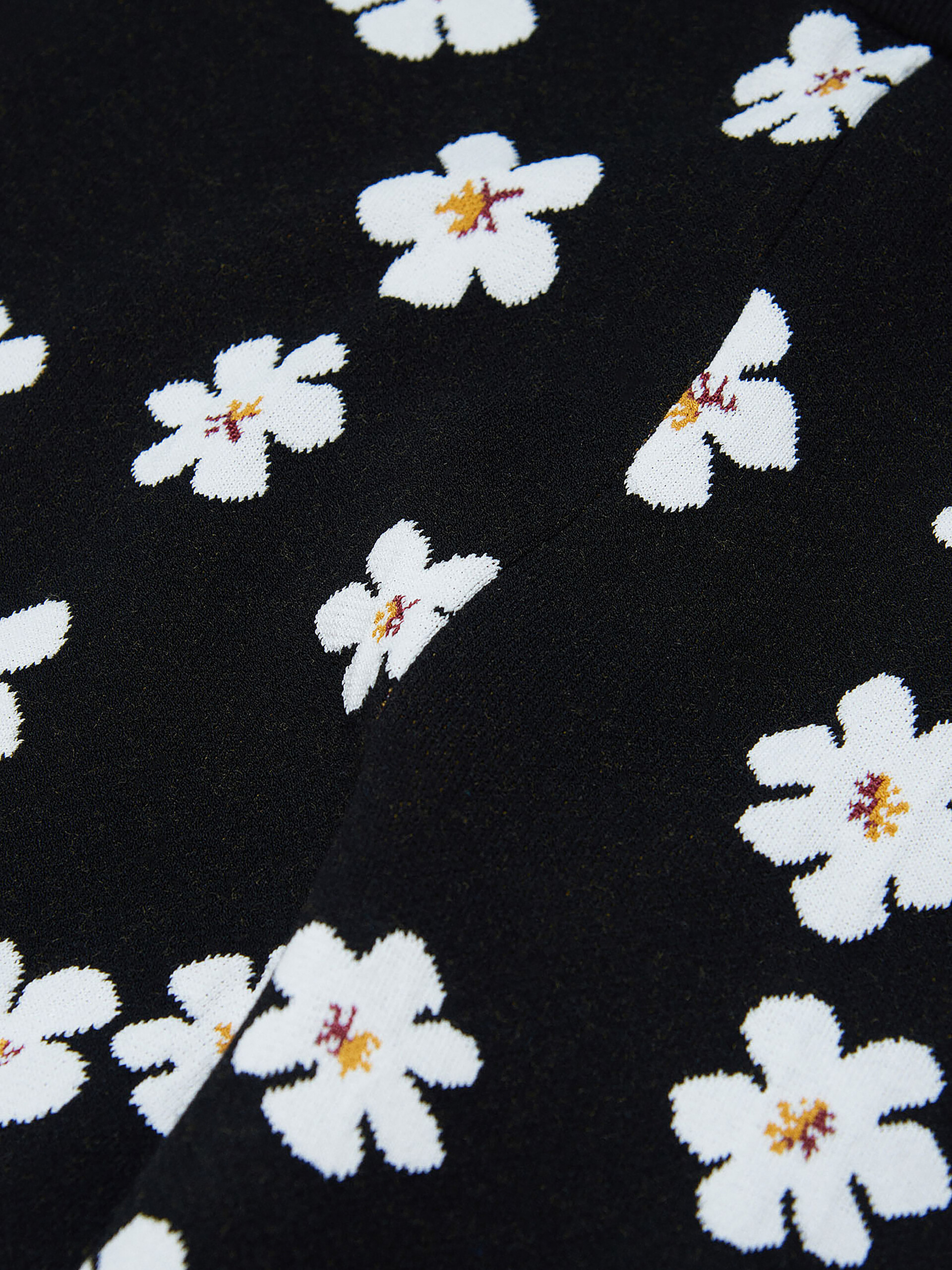 Black trousers with jacquard Daisy motif - Pants - Image 3