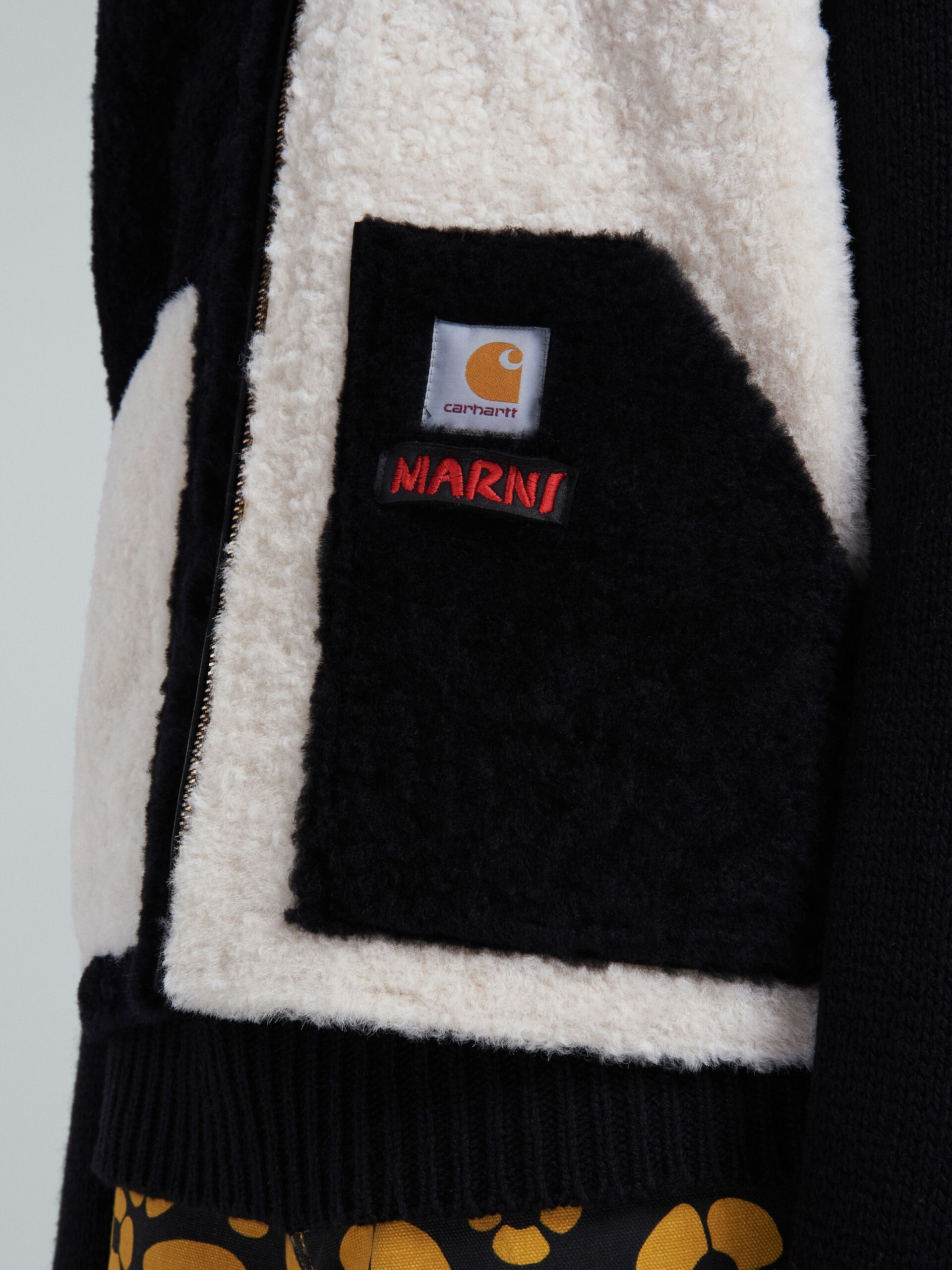 MARNI x CARHARTT WIP - black and white shearling gilet - Waistcoat - Image 5