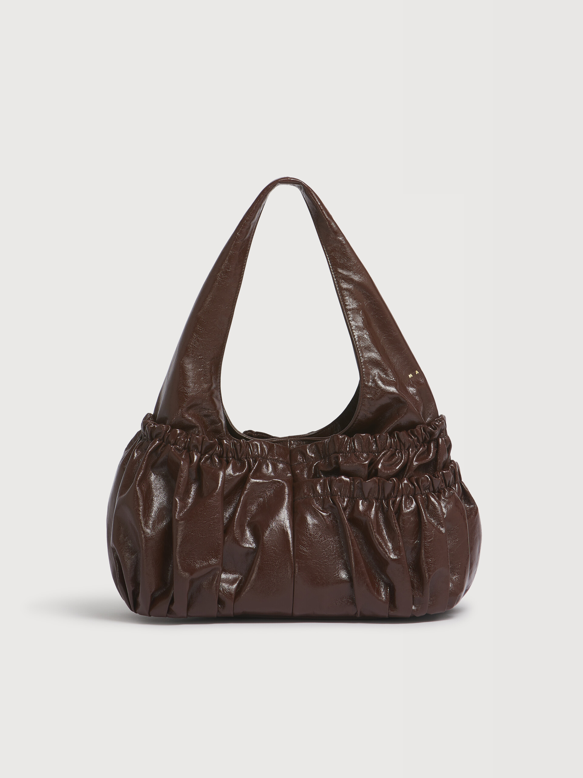 Brown leather gathered hobo bag - Shoulder Bags - Image 1