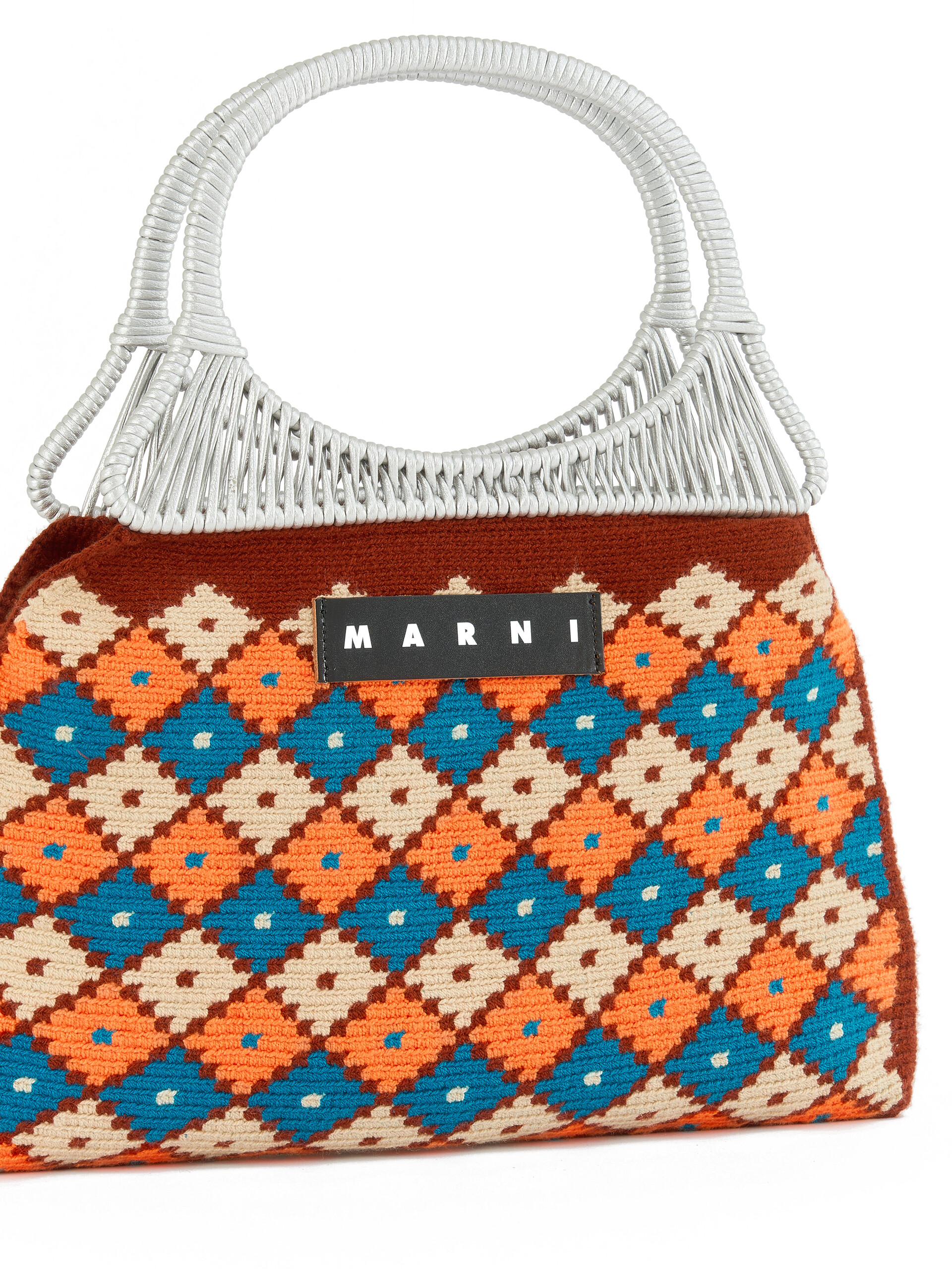 MARNI* マルニ ニット ハンドバッグ ラージ マルチカラー グレー MARNI MARKET リバーシブルニットバッグ | Marni