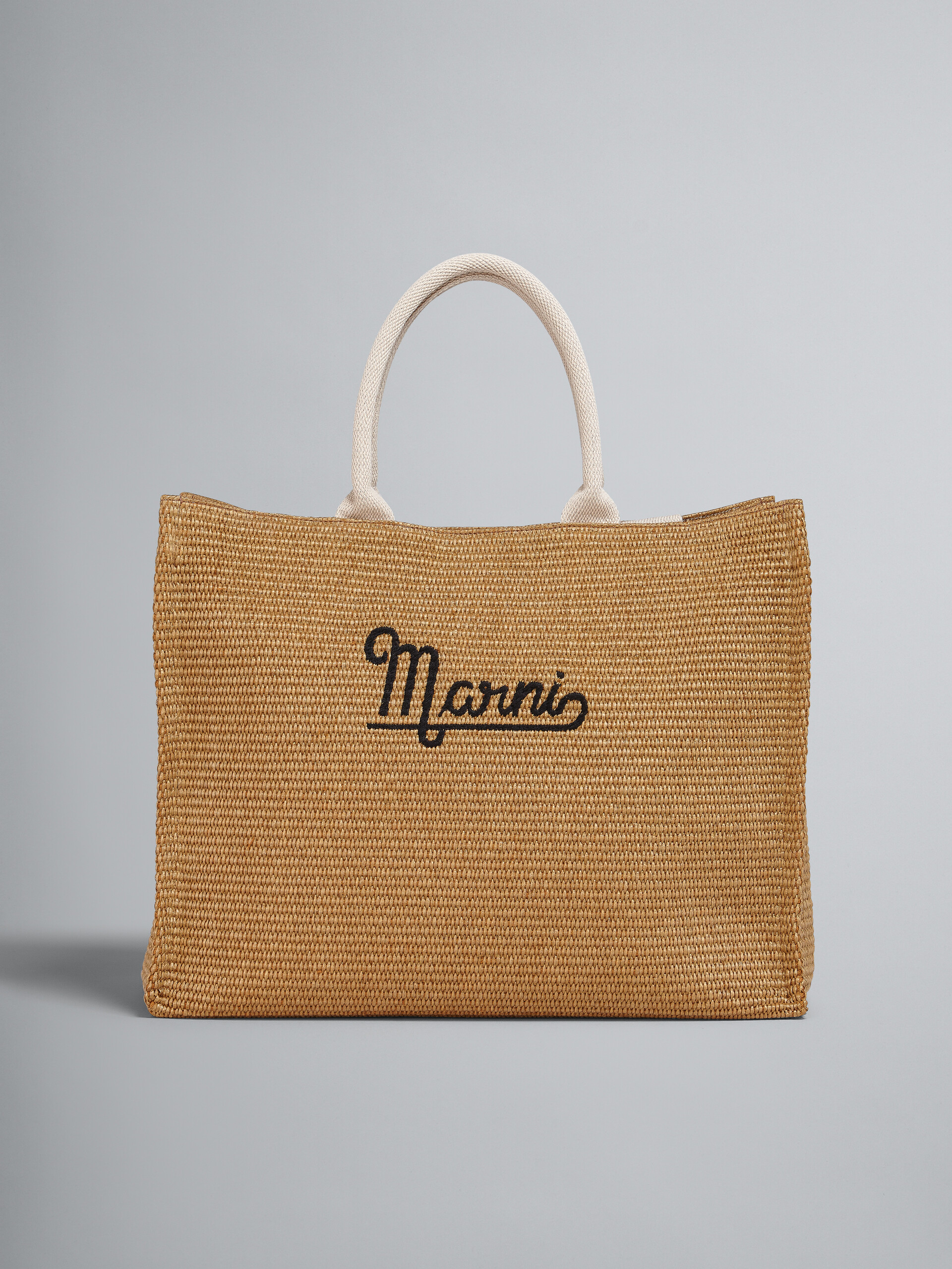 Embroidered logo raffia SUMMER shopping bag - Shopping Bags - Image 1