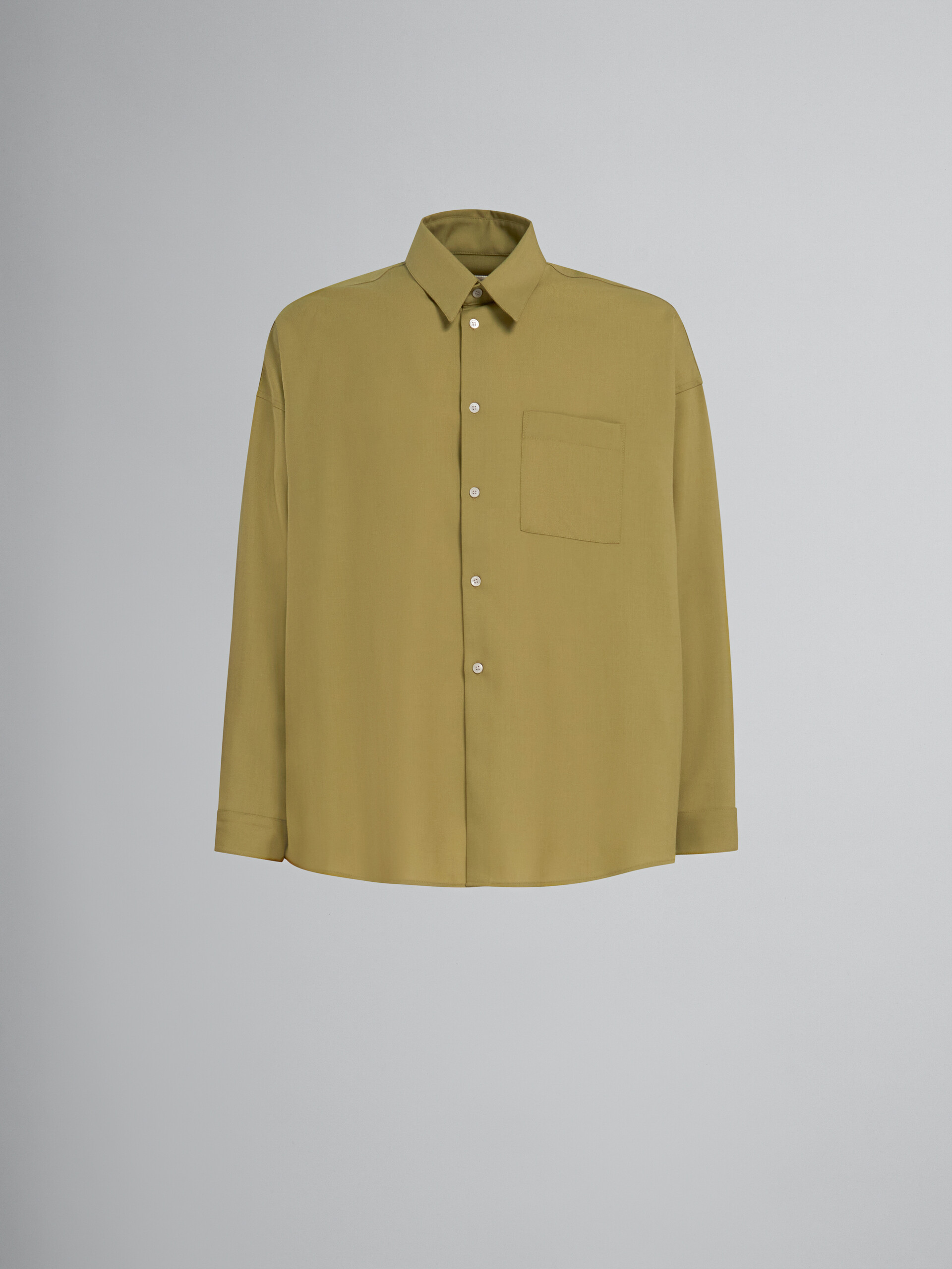 Dunkelblaues langärmeliges Hemd aus Tropenwolle - Hemden - Image 1