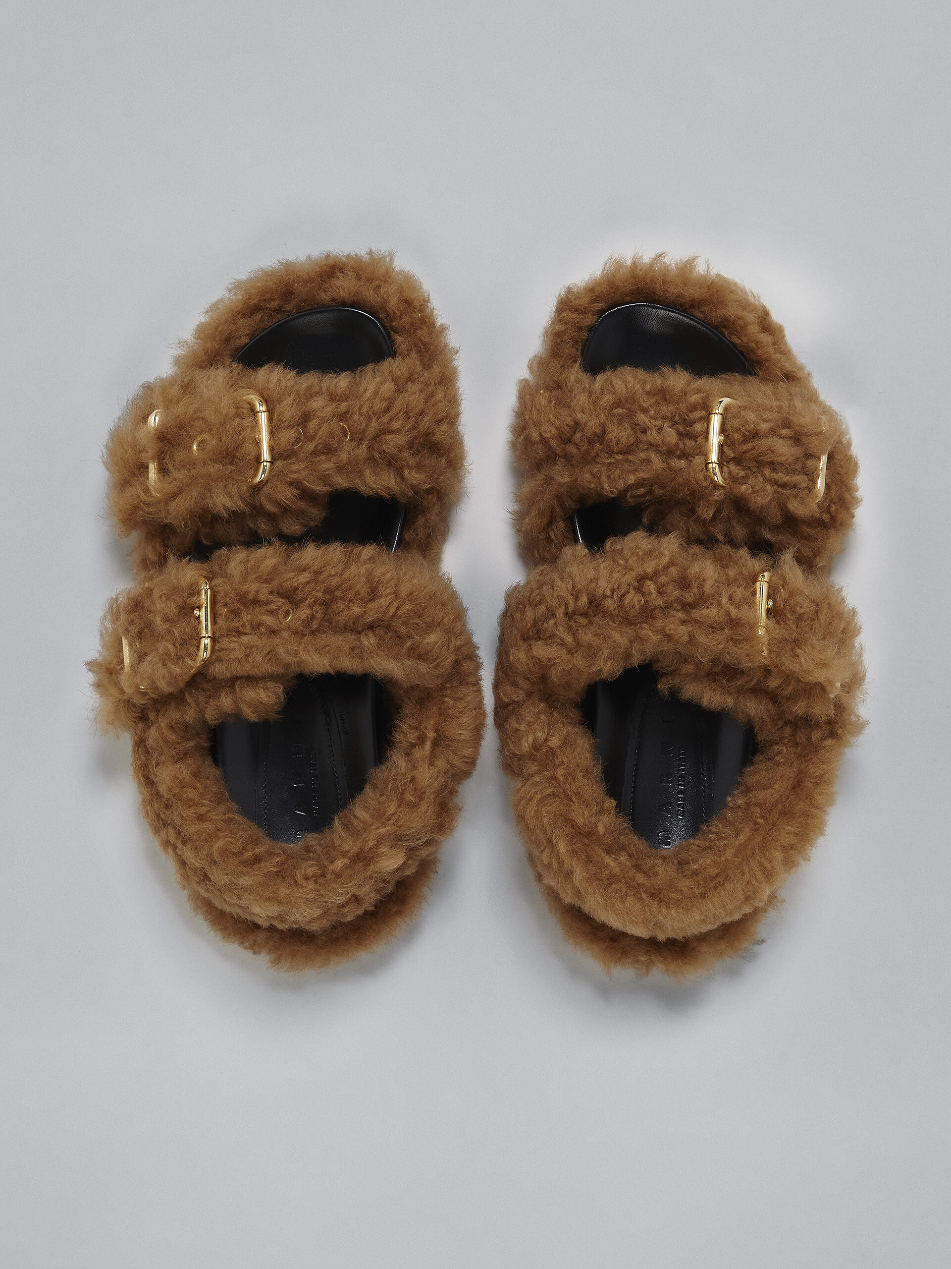 Brown shearling fussbett - Sandals - Image 4