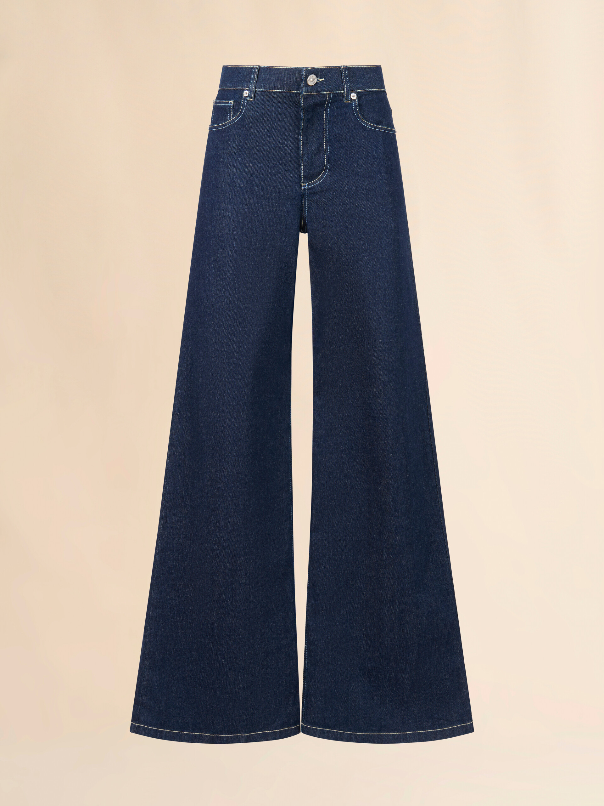 Deep blue stretch denim wide-leg jeans - Pants - Image 1