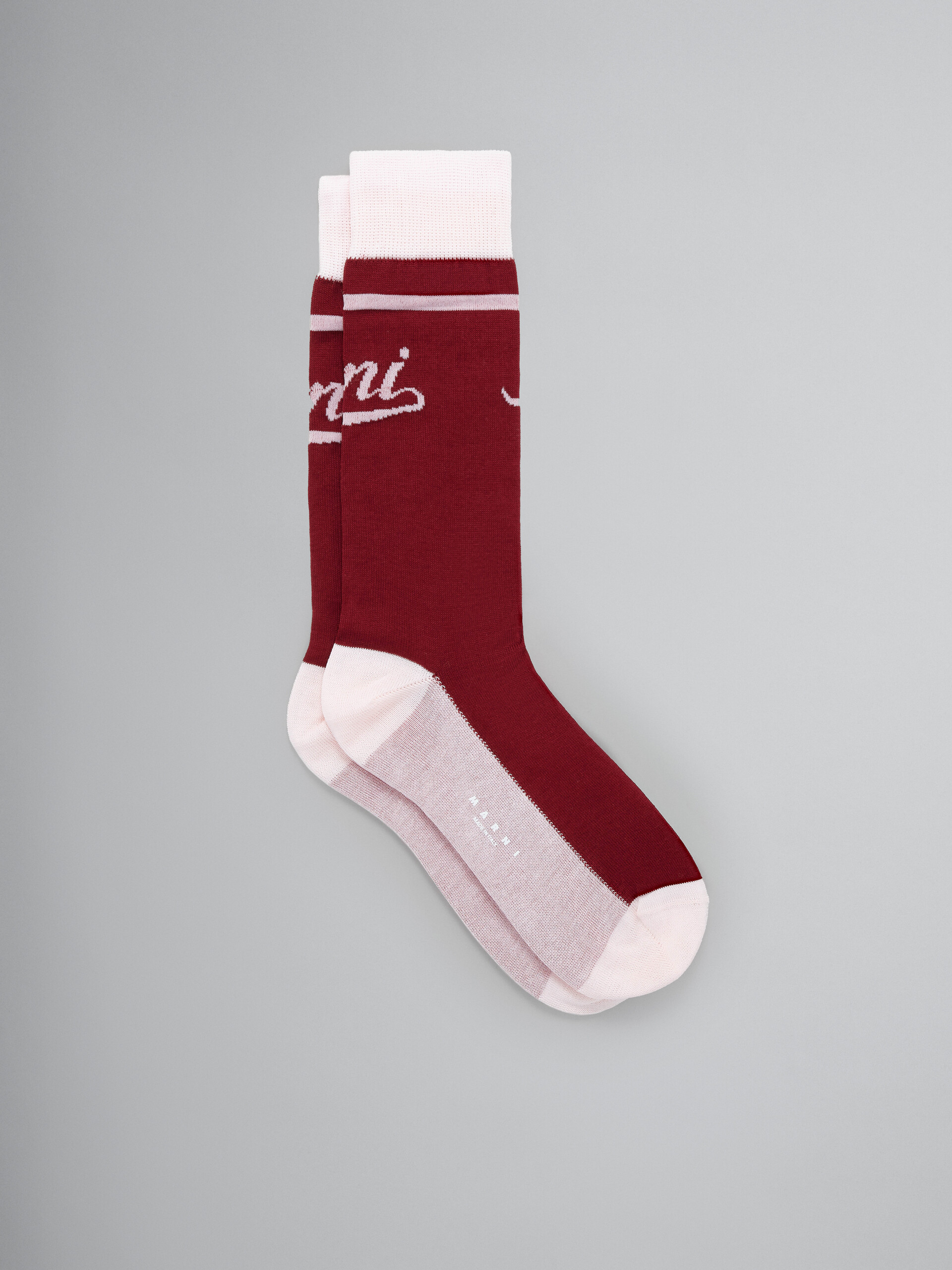Burgundy and pink socks with logo - Socks - Image 1