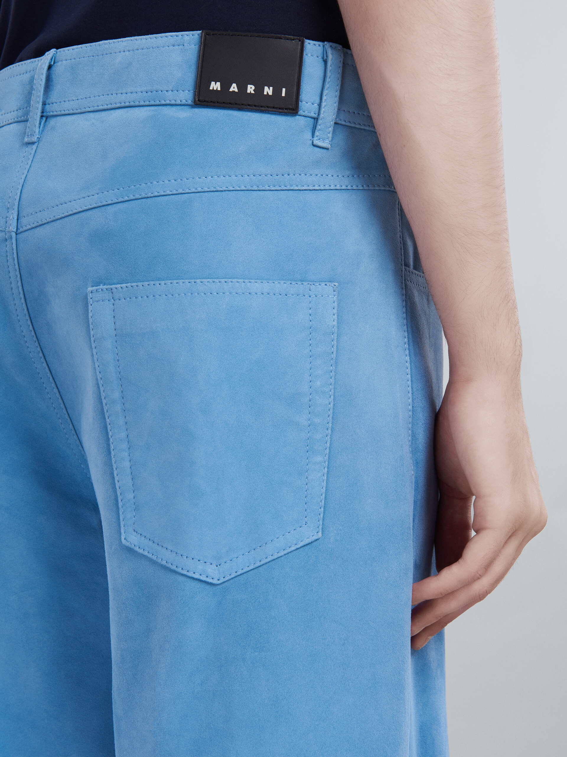 Light blue suede trousers - Pants - Image 4