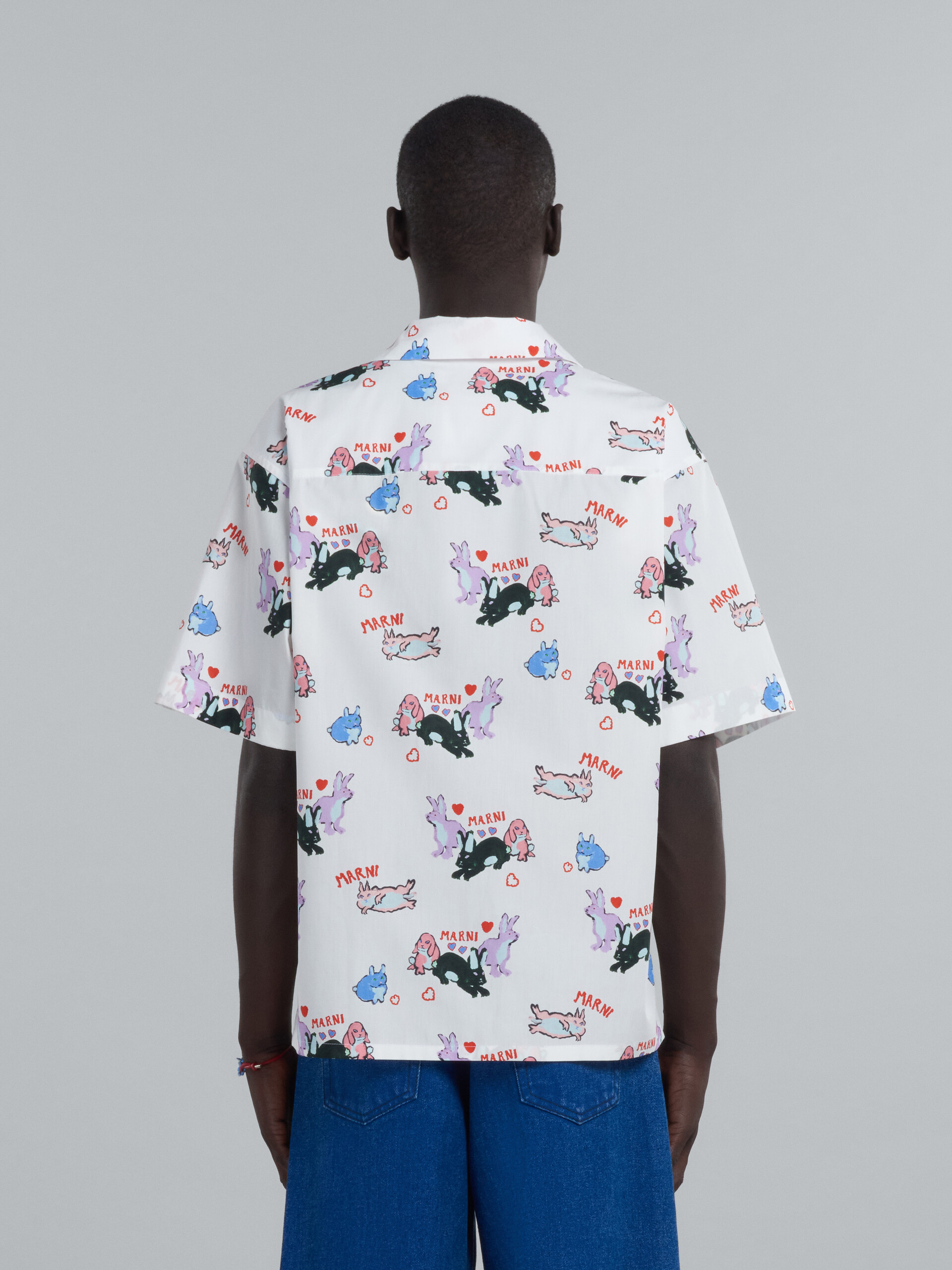 Poplin bowling shirt with rabbit print - Shirts - Image 3
