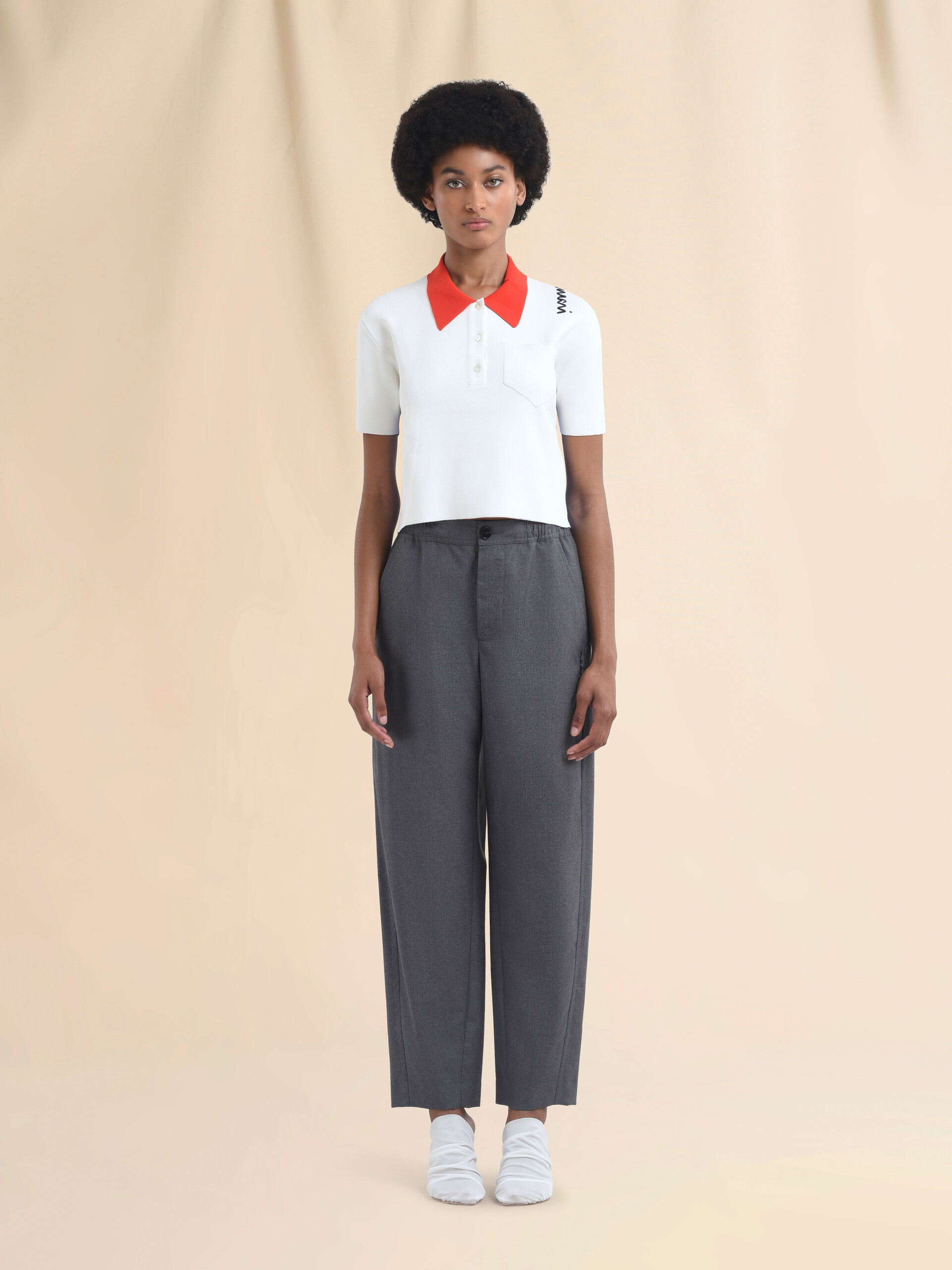 Graue Hose aus Wolle mit geradem Schnitt und Marni Symbol Stickerei - Hosen - Image 2