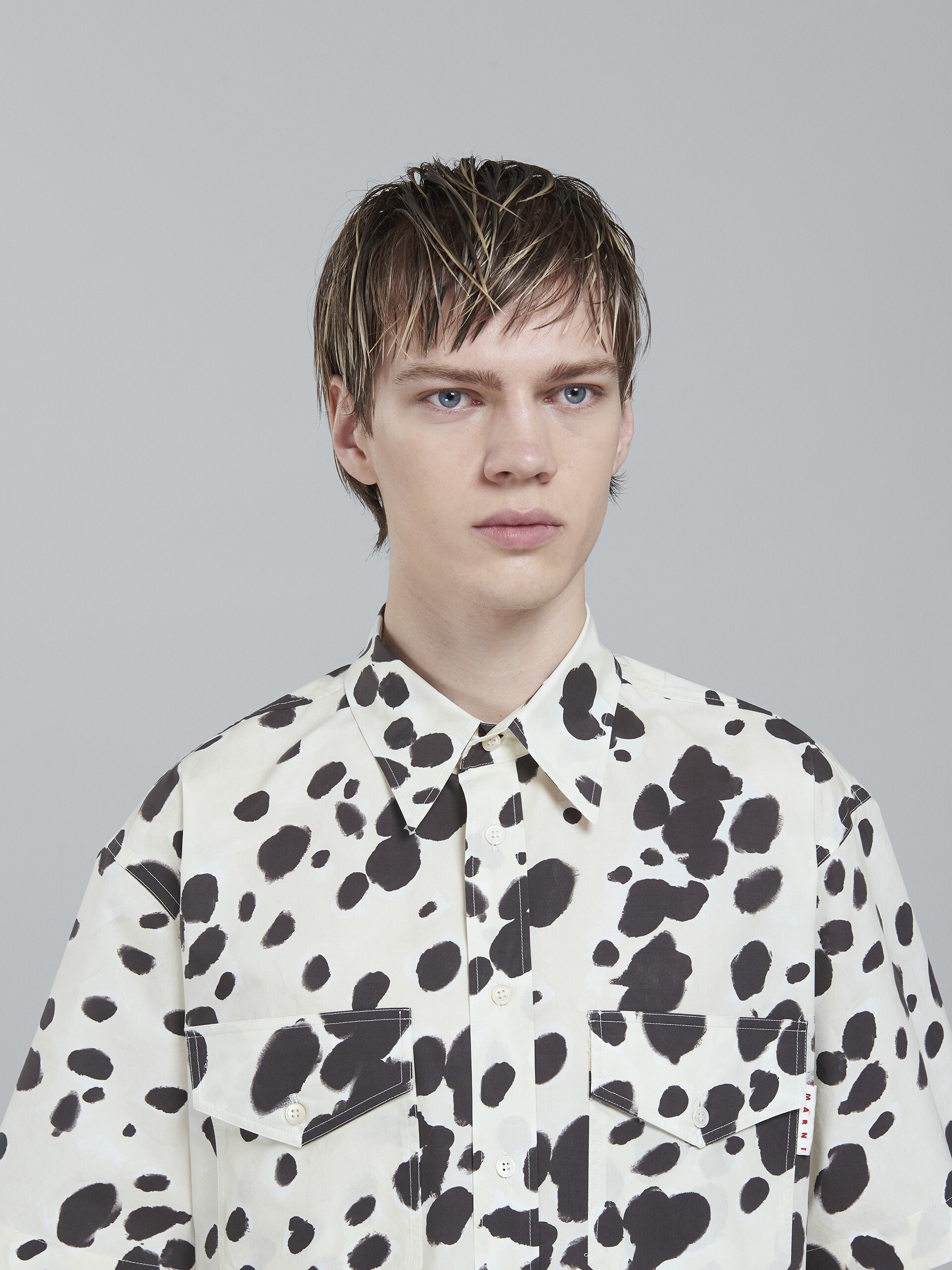 White Pop Dots print poplin shirt - Shirts - Image 4