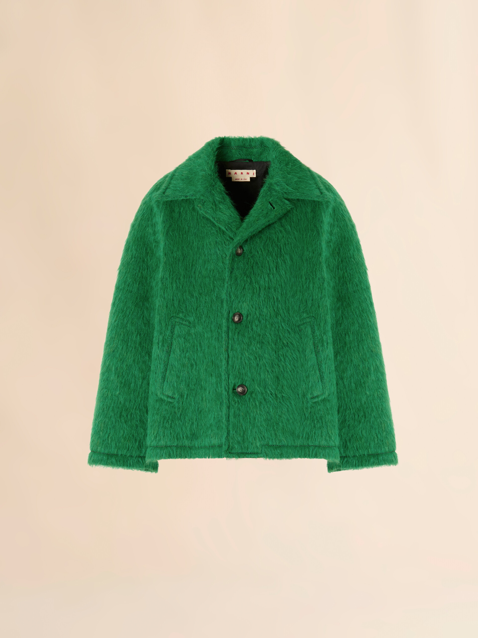 Green wool jacket with shaggy brushed finish - Jackets - Image 1