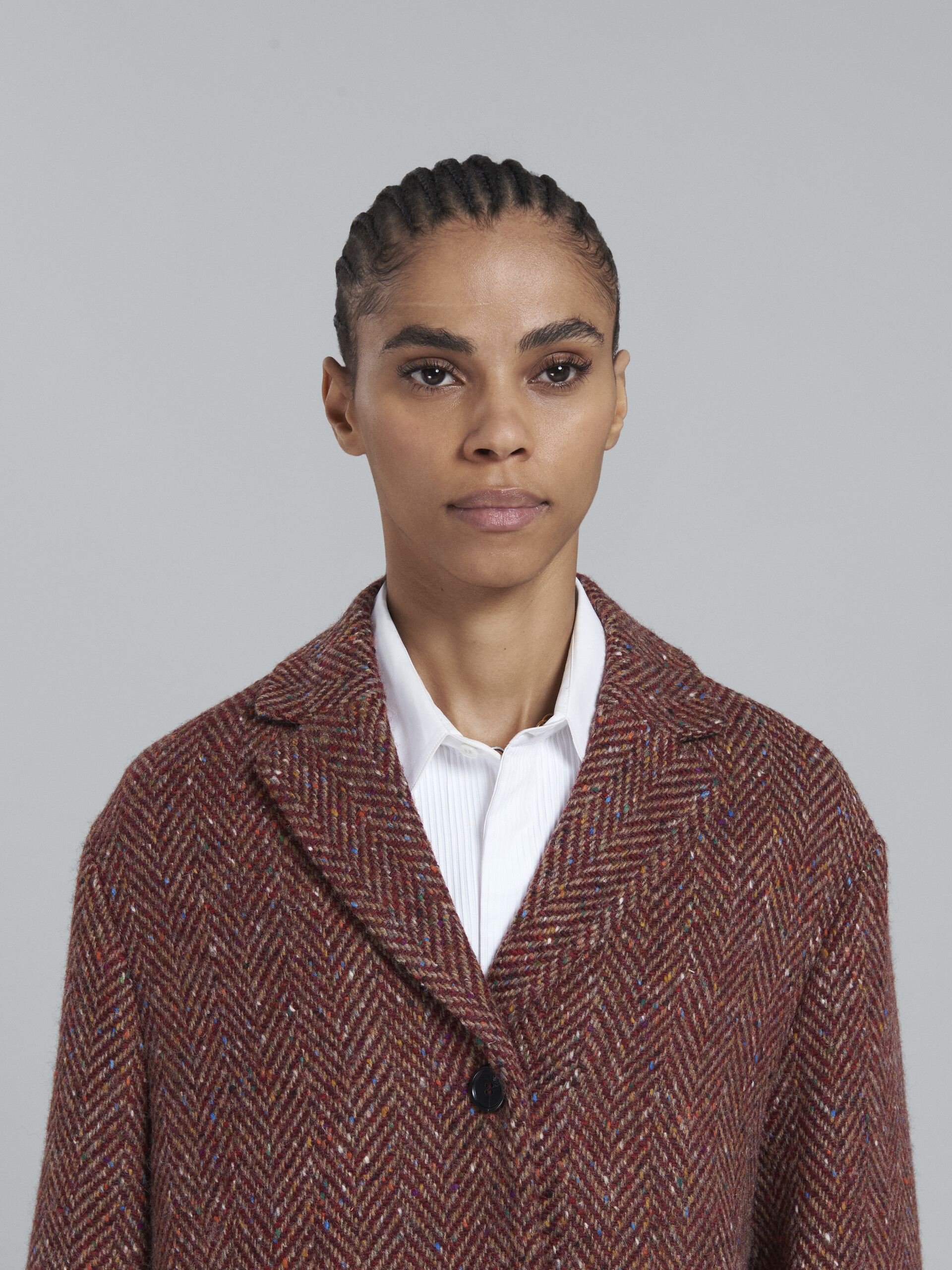 Burgundy wool chevron jacket - Jackets - Image 4