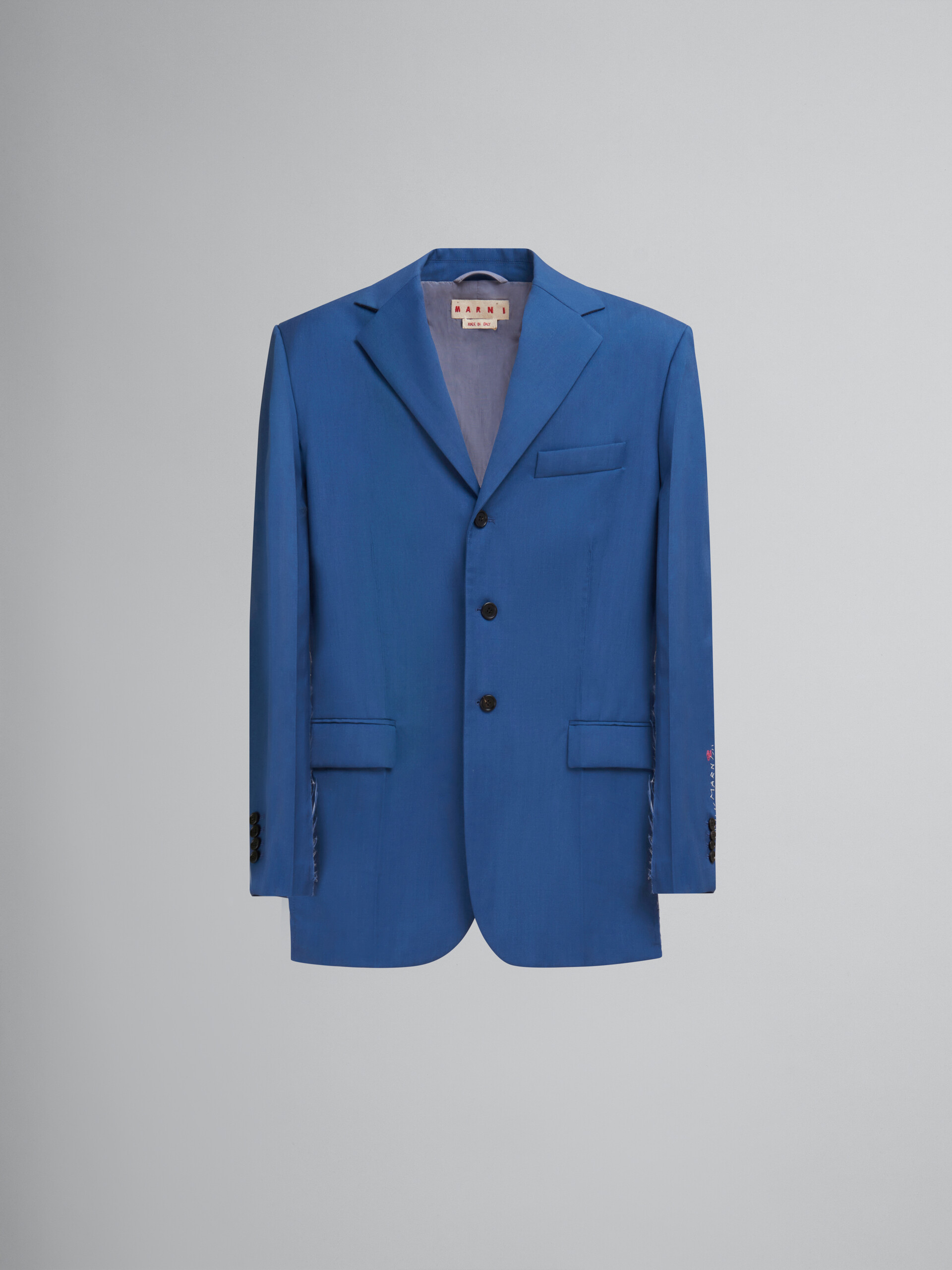 Blazer en laine mohair bleue avec effet raccommodé Marni - Manteaux - Image 1