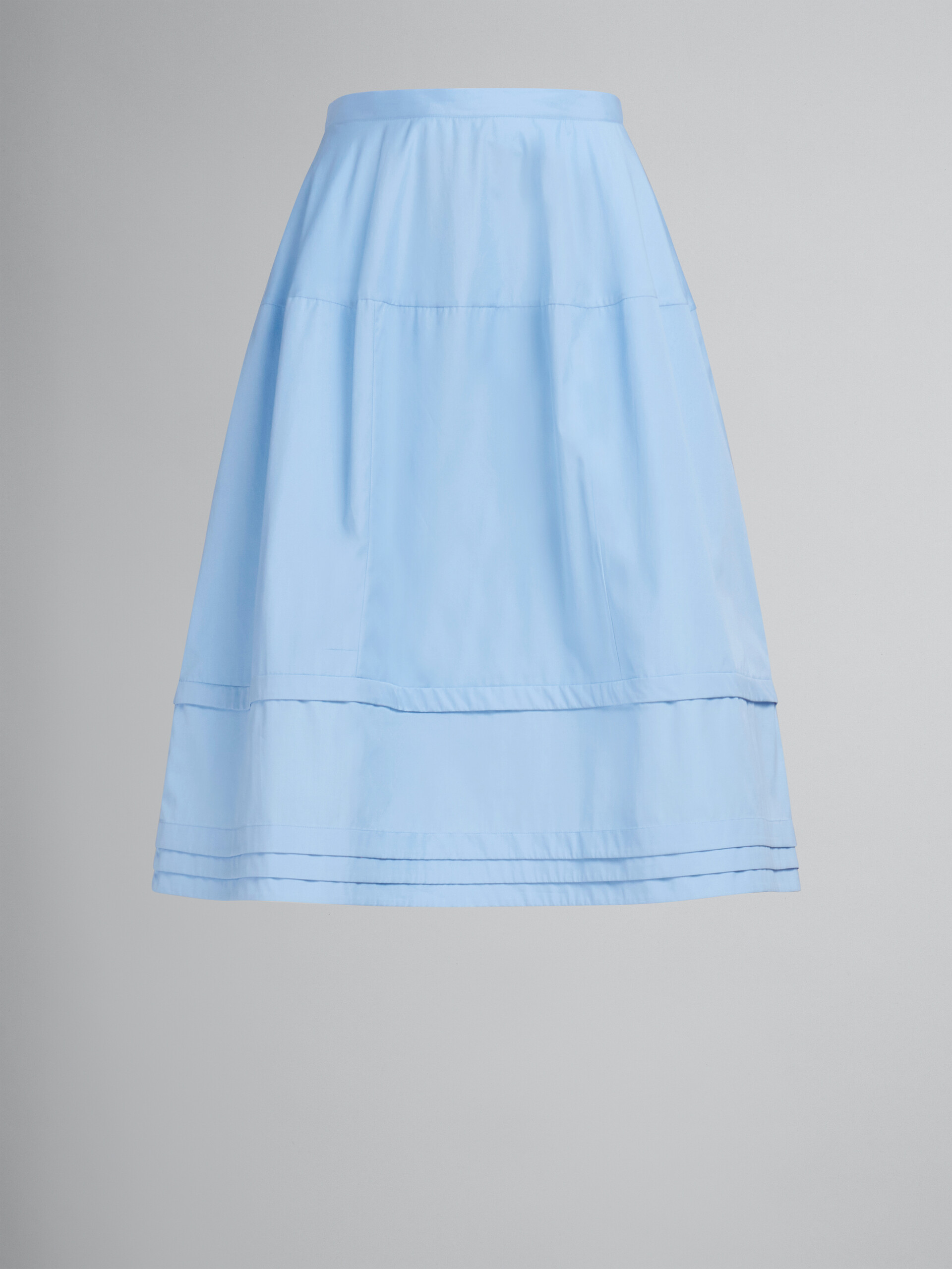 Light blue poplin flared midi skirt - Skirts - Image 1
