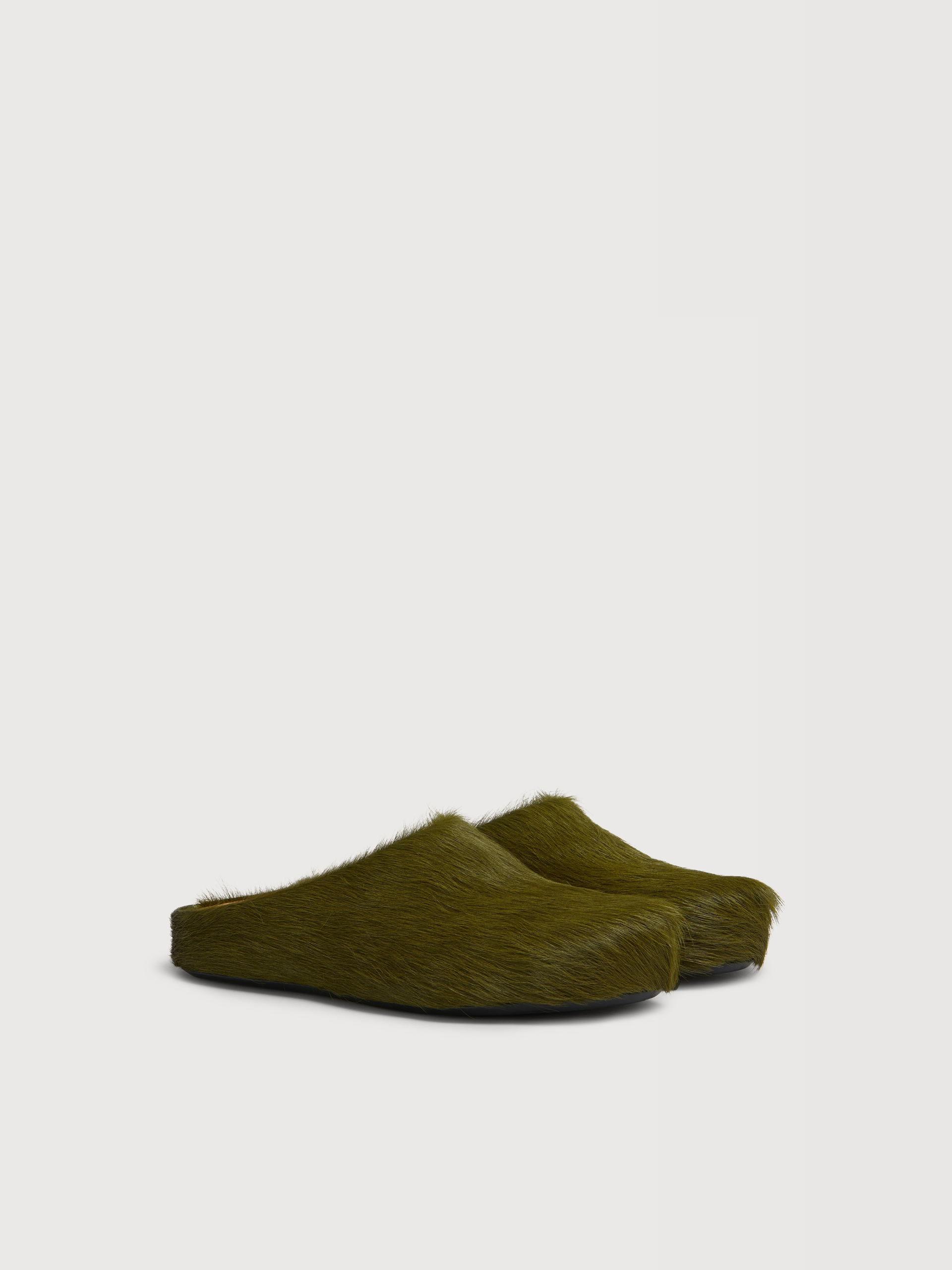 Deep blue long haircalfskin Fussbett sabot - Clogs - Image 2
