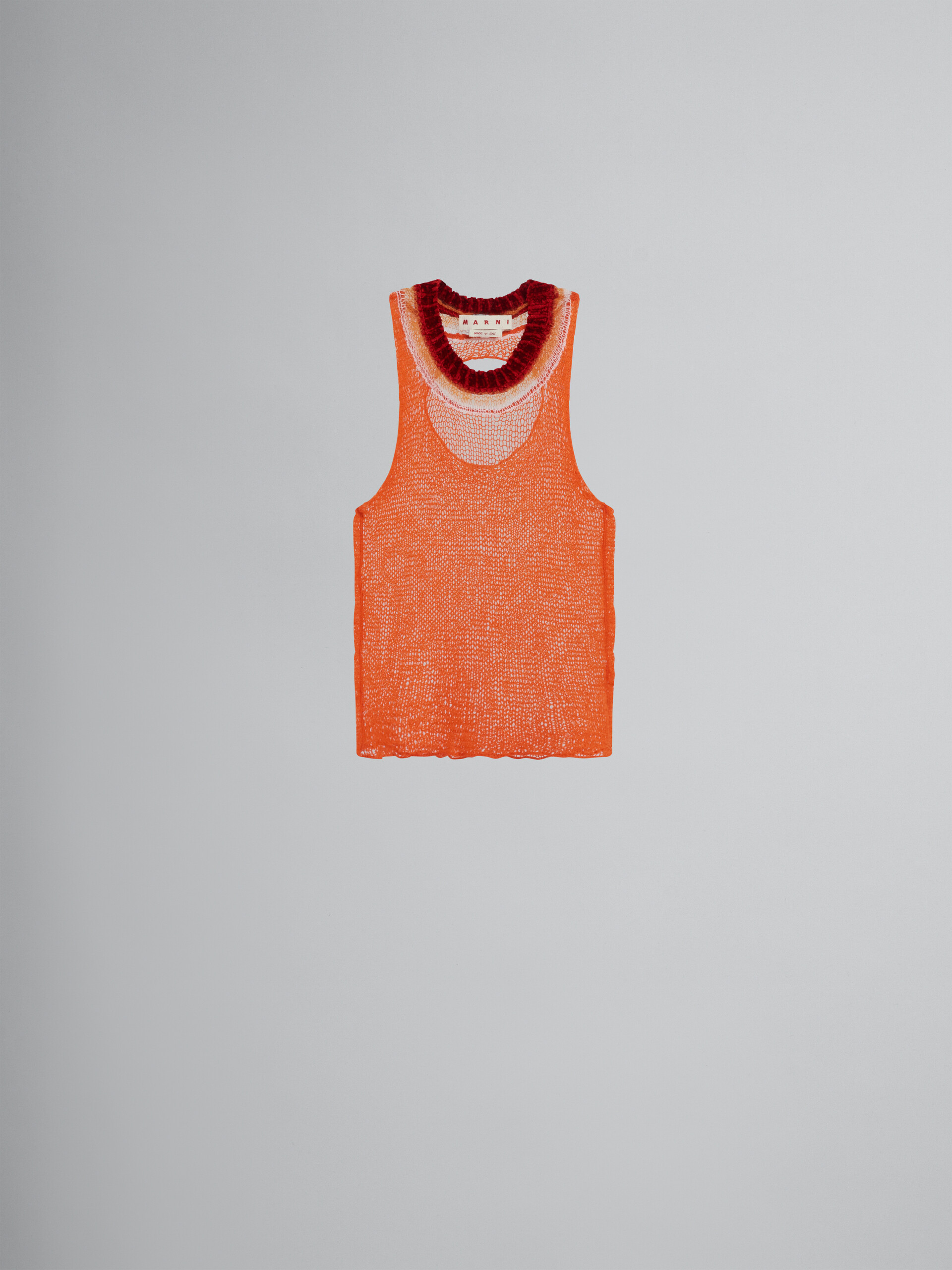 Orange wool-cashmere top with cutout - Pullovers - Image 1