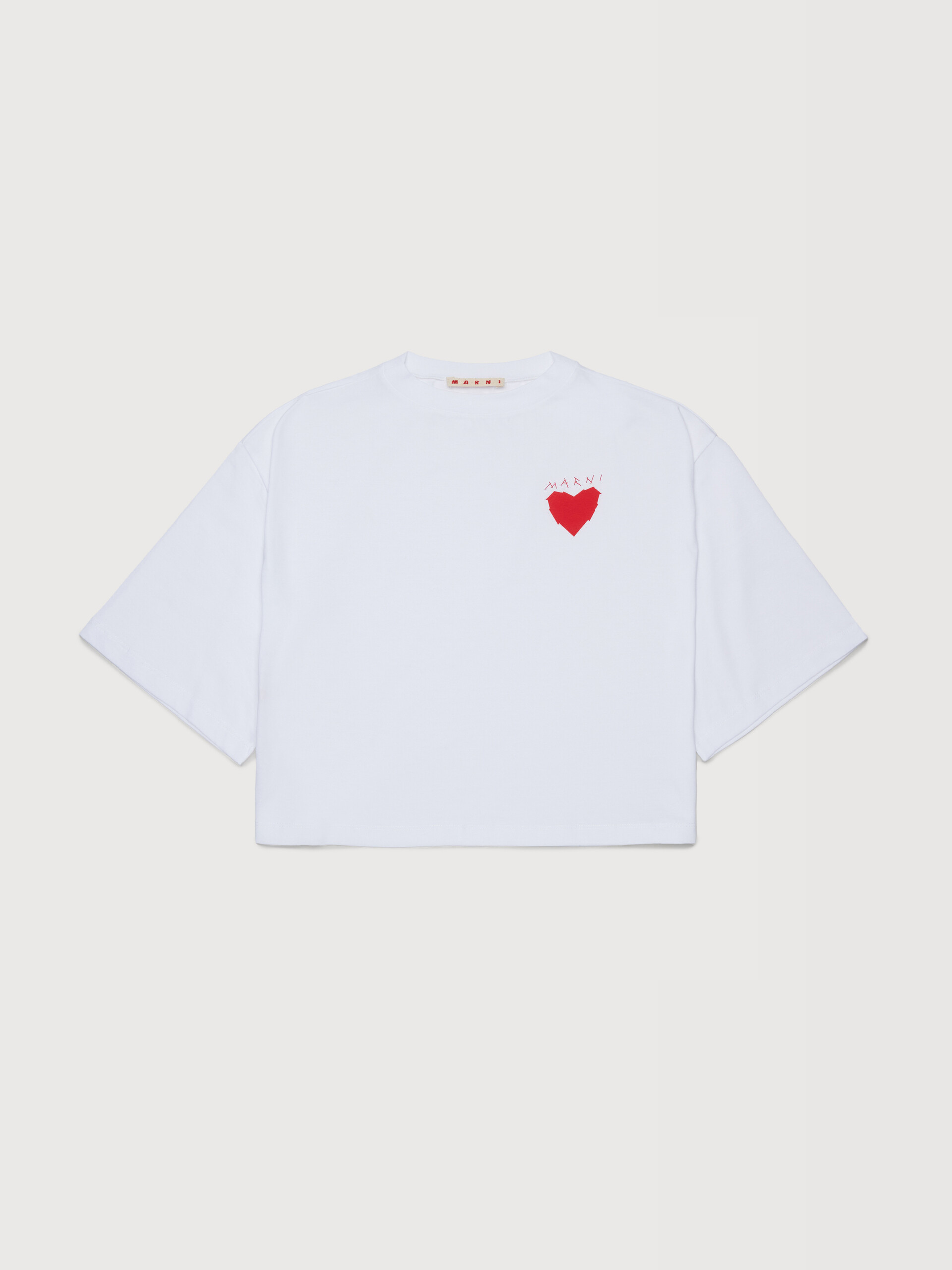 White cotton T-shirt with Marni Mending heart print - T-shirts - Image 1