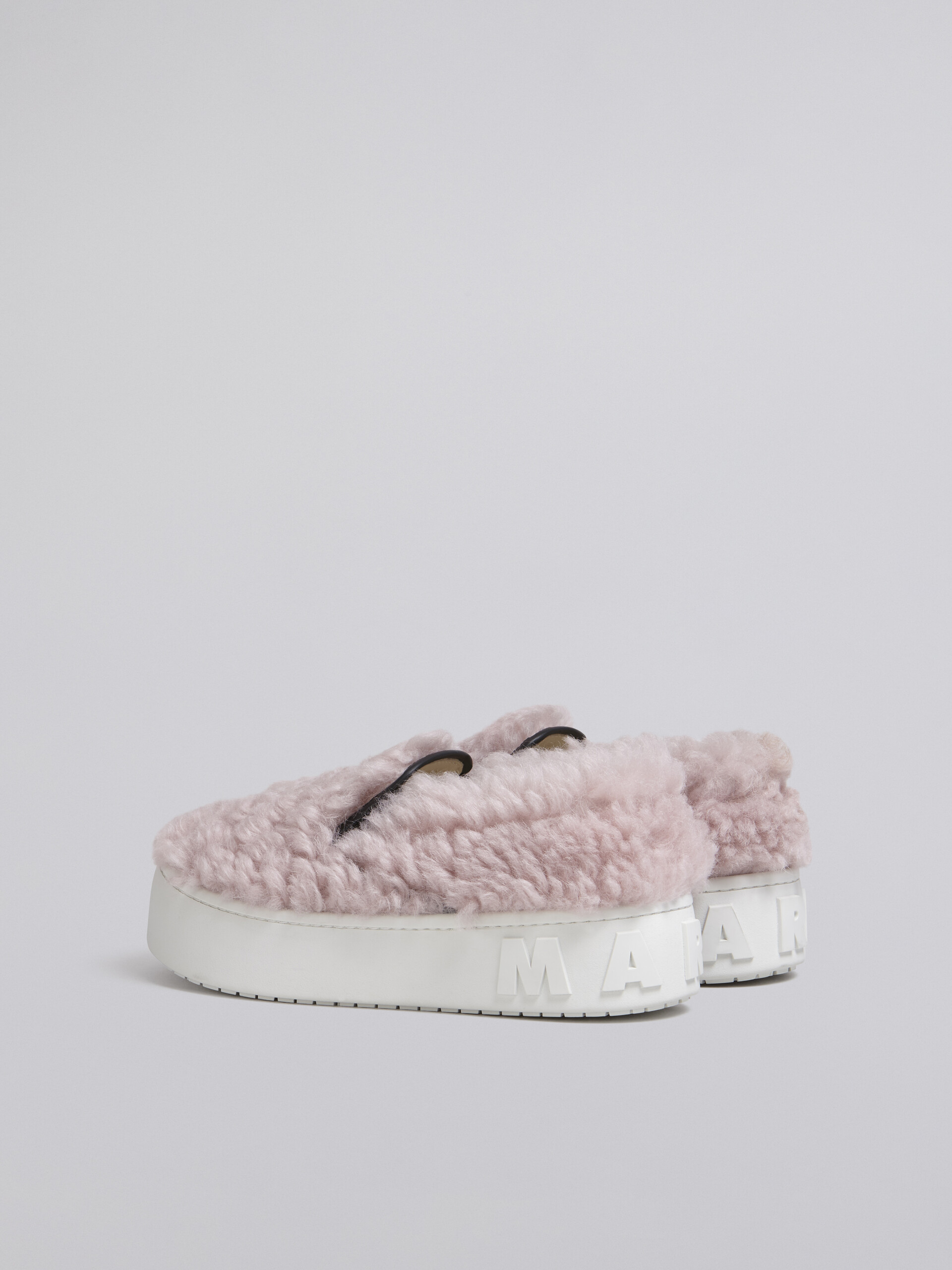 Light blue shearling slip-on sneaker with maxi Marni logo - Sneakers - Image 3