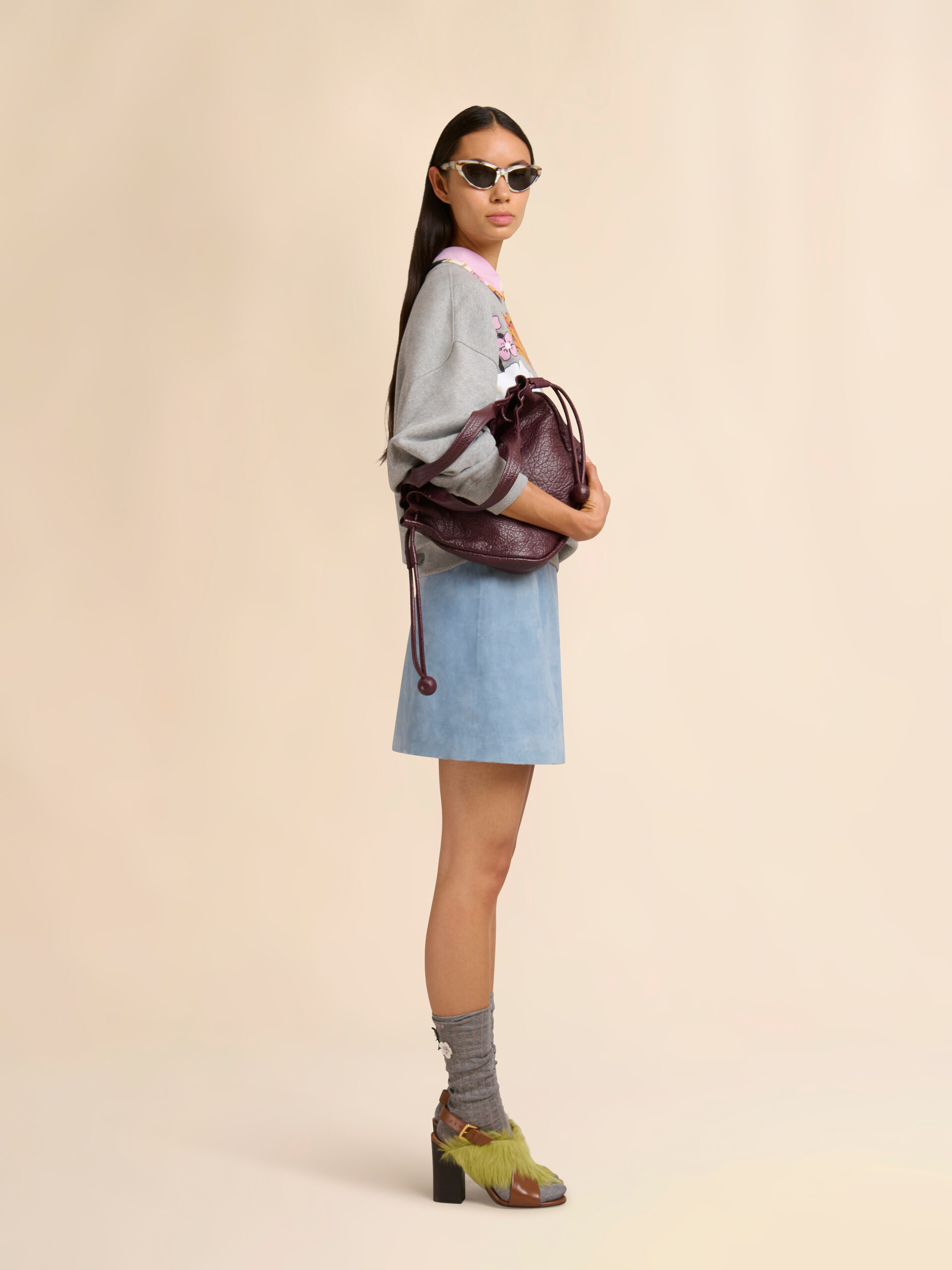 Cream poplin cropped shirt with Melodia print - Shirts - Image 5