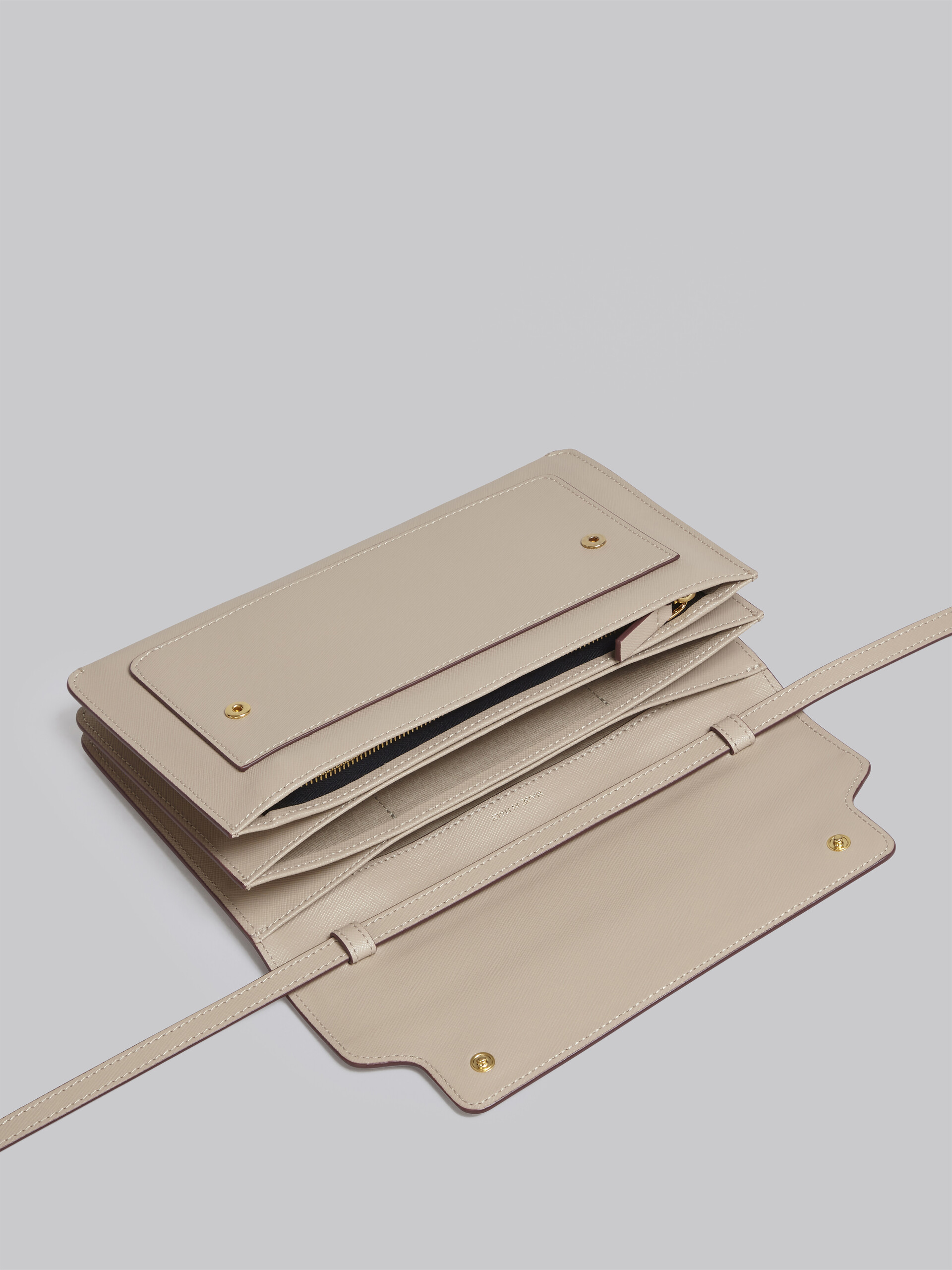 TRUNK clutch bag in beige saffiano leather - Pochette - Image 3