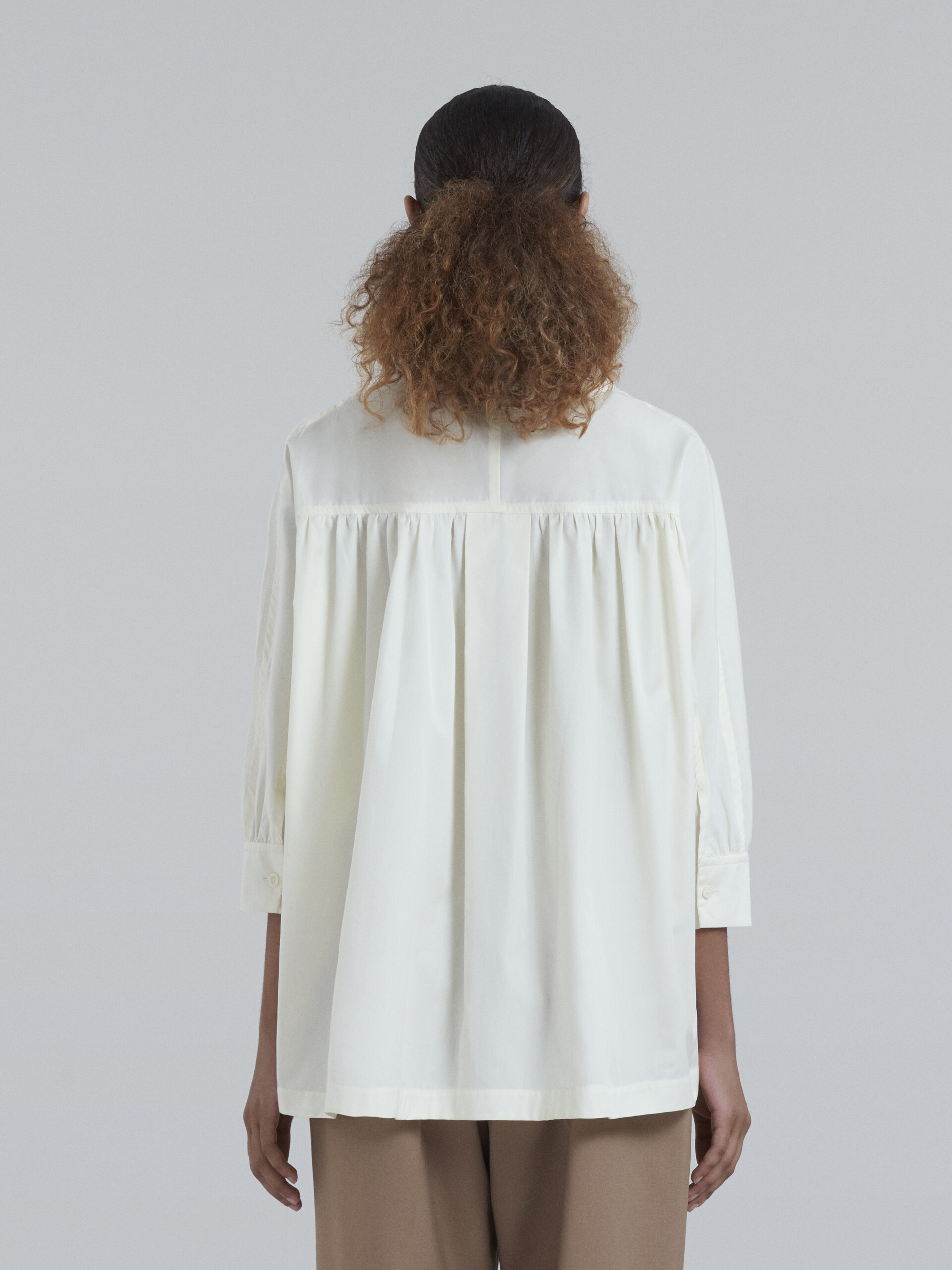 Camicia in popeline di cotone con maniche a palloncino bianco - Camicie - Image 3