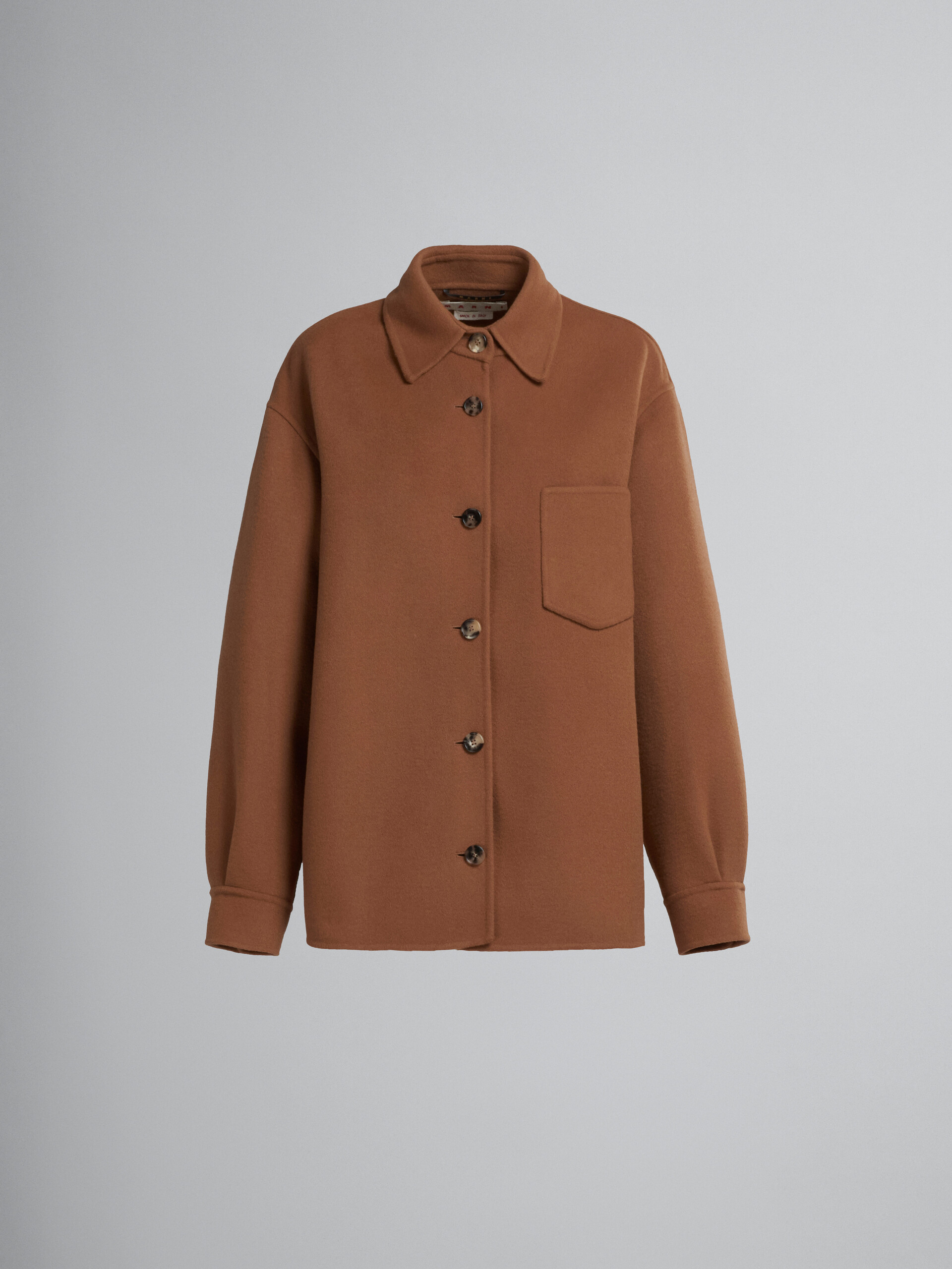 Long brown wool overshirt - Jackets - Image 1