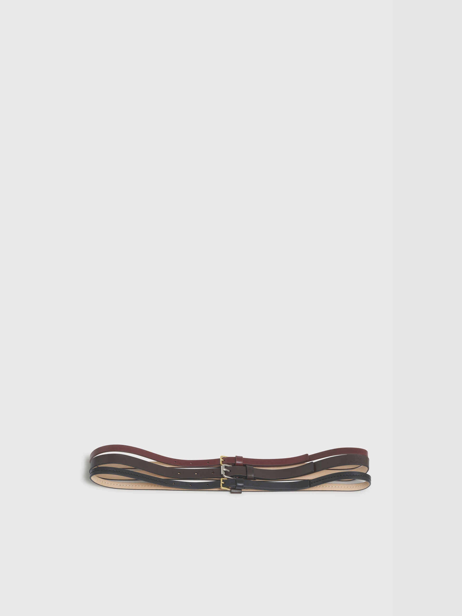Red, brown and black triple-strand leather belt - Belts - Image 1