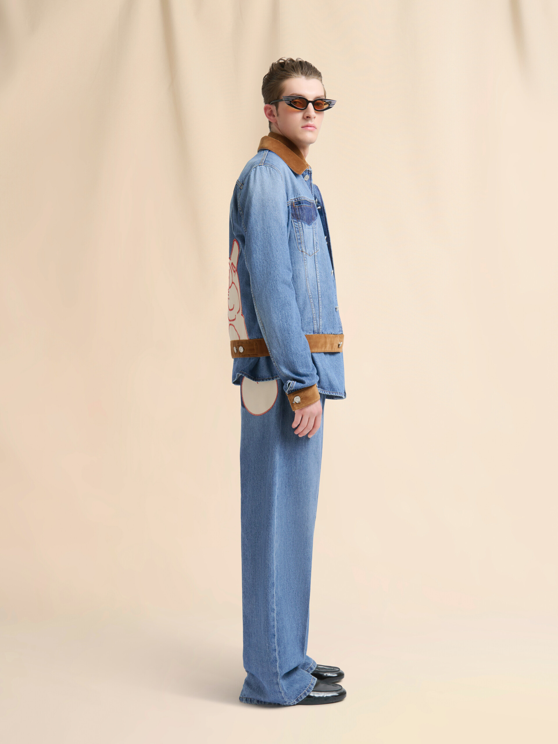 Blue denim trucker jacket with patch on back - Jackets - Image 6