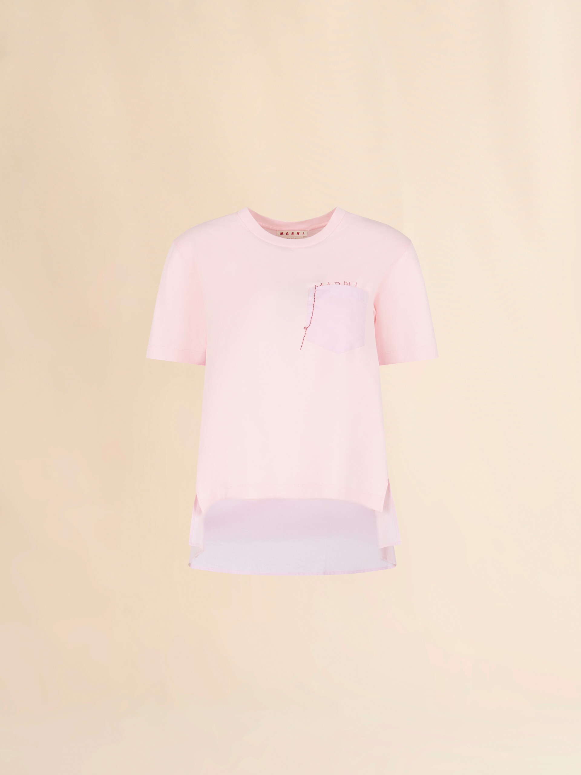 Pink cotton T-shirt with handstitched Marni logo - T-shirts - Image 1