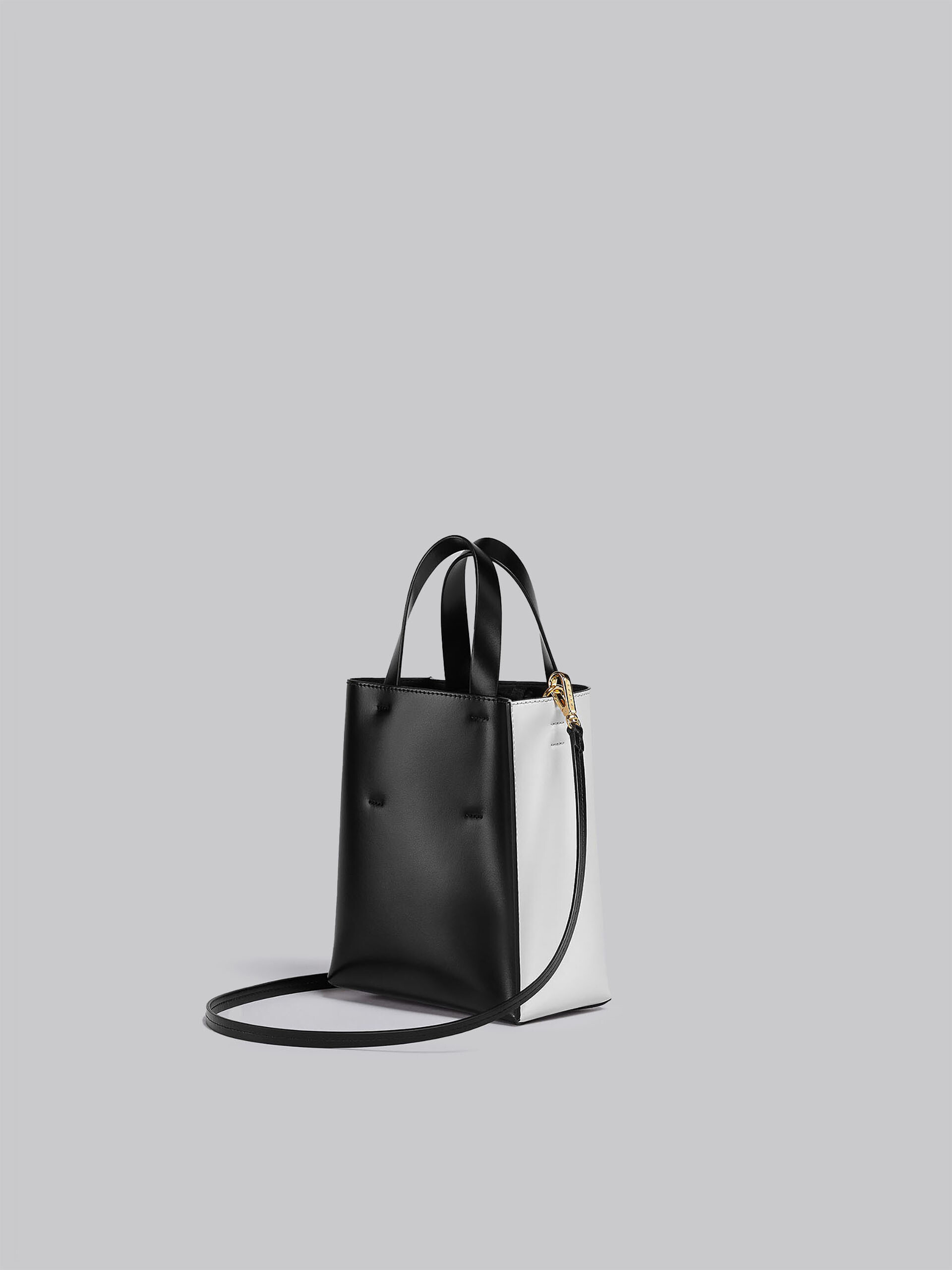 MUSEO mini bag in white and black leather - Shopping Bags - Image 3