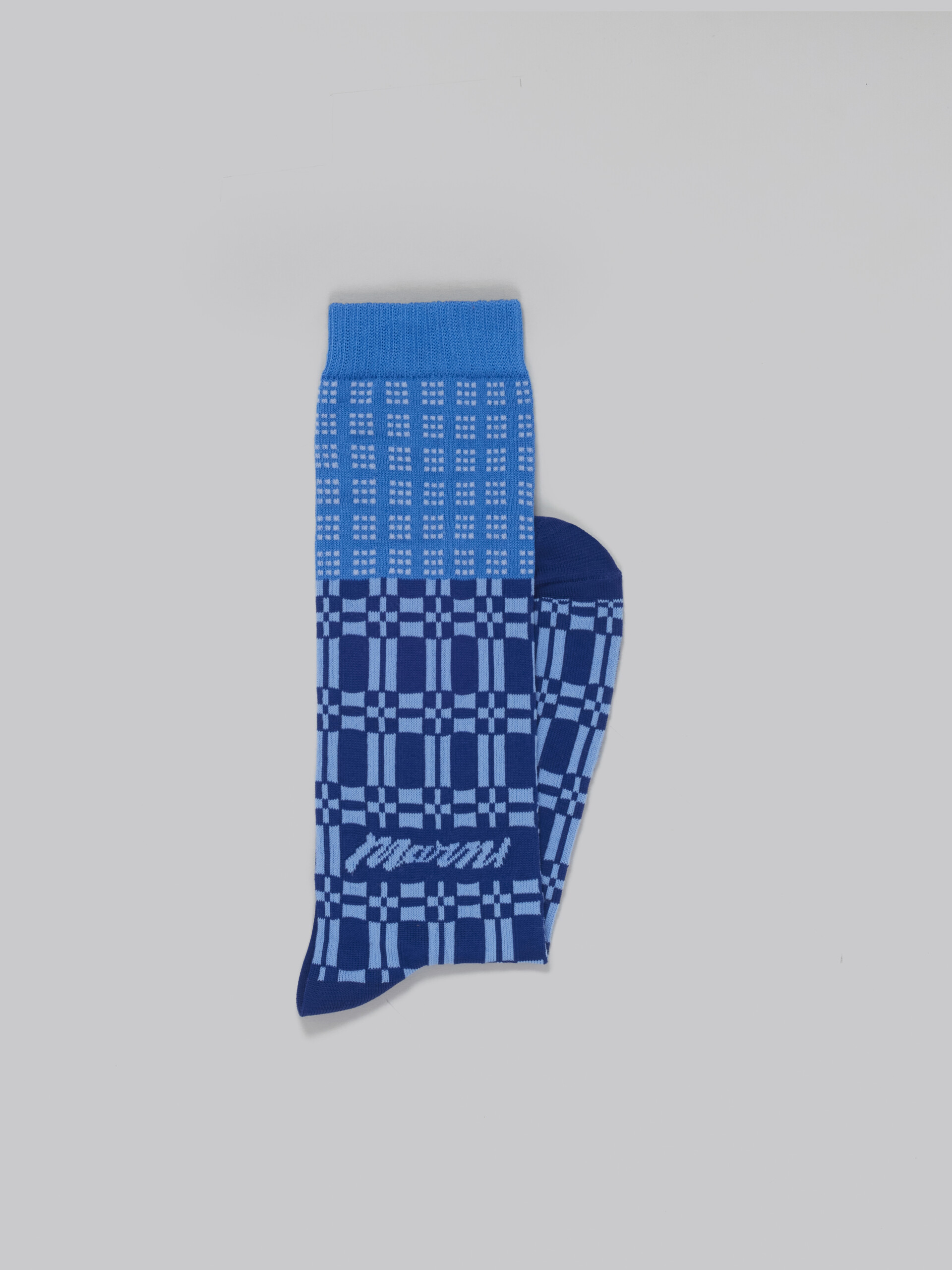 Blue socks with geometric patterns - Socks - Image 2