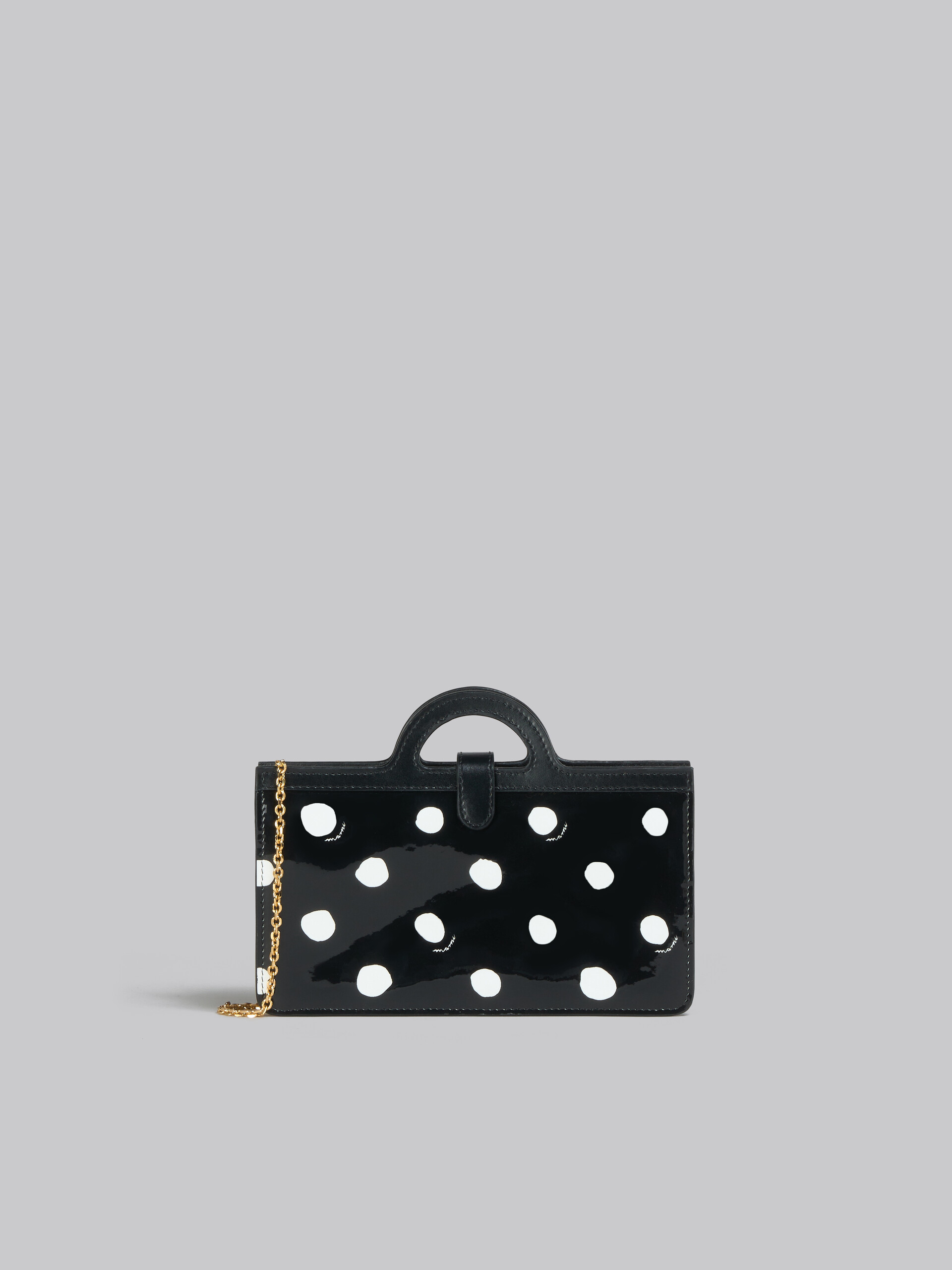 Black and white polka-dot patent leather Tropicalia long wallet with chain - Wallets - Image 3