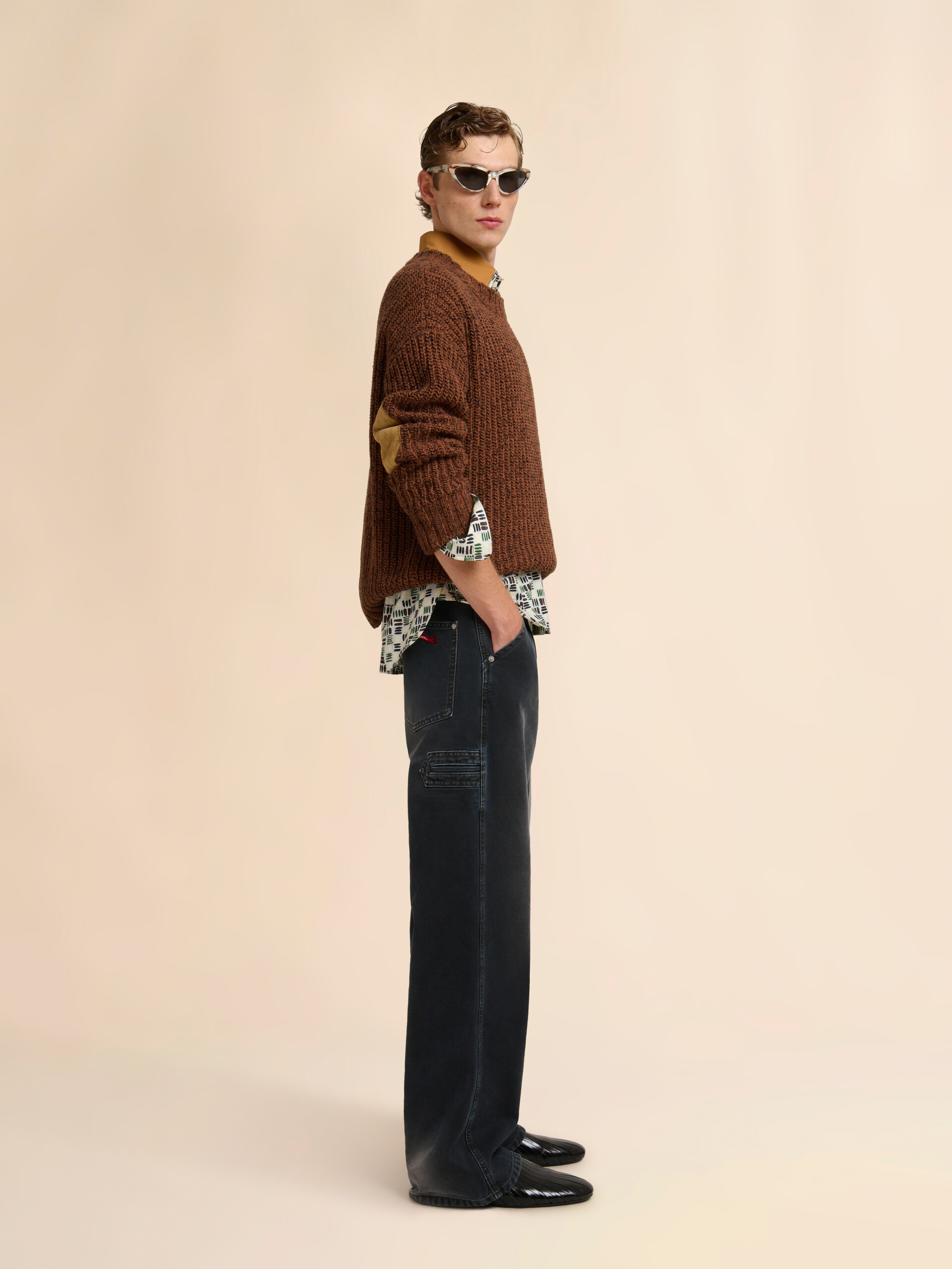 Brown mouliné wool jumper with Marni Mending - Pullovers - Image 5