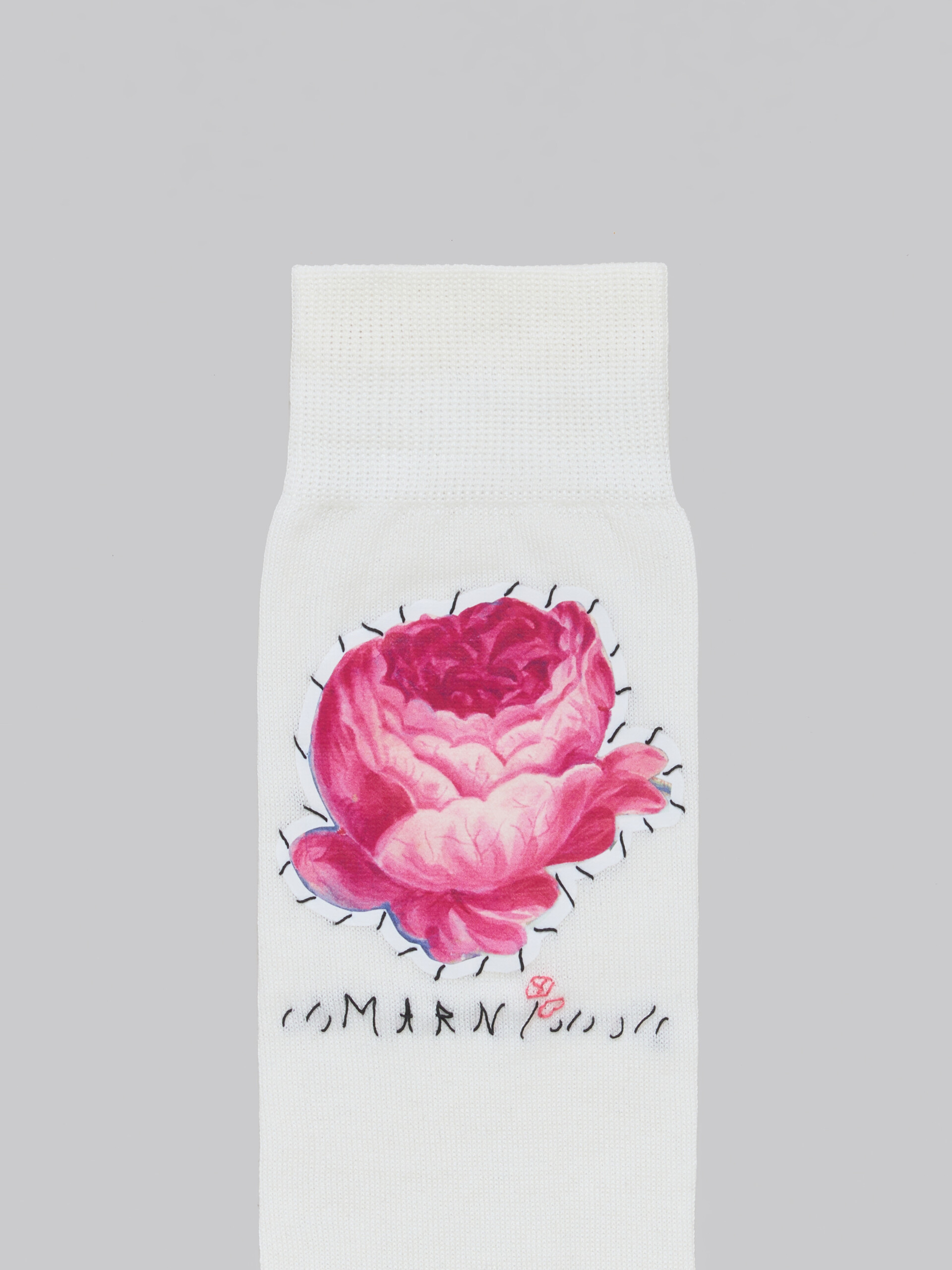 Pink cotton socks with flower patches - Socks - Image 3