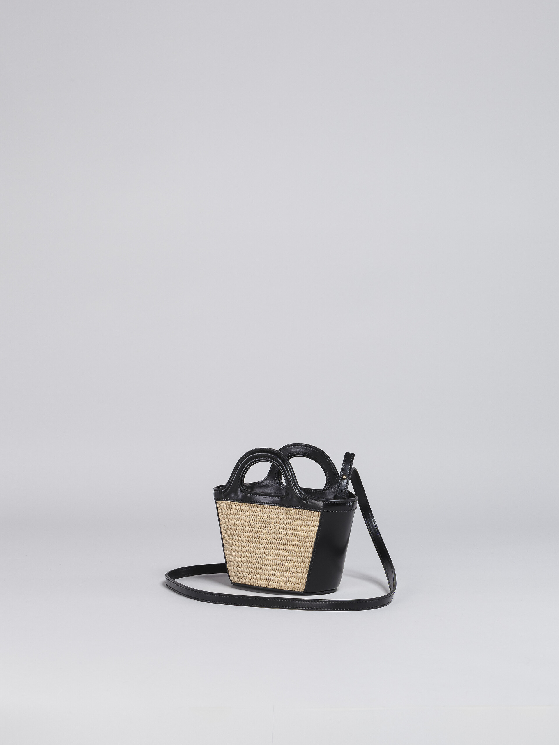 Black leather and raffia micro TROPICALIA SUMMER bag - Handbag - Image 3