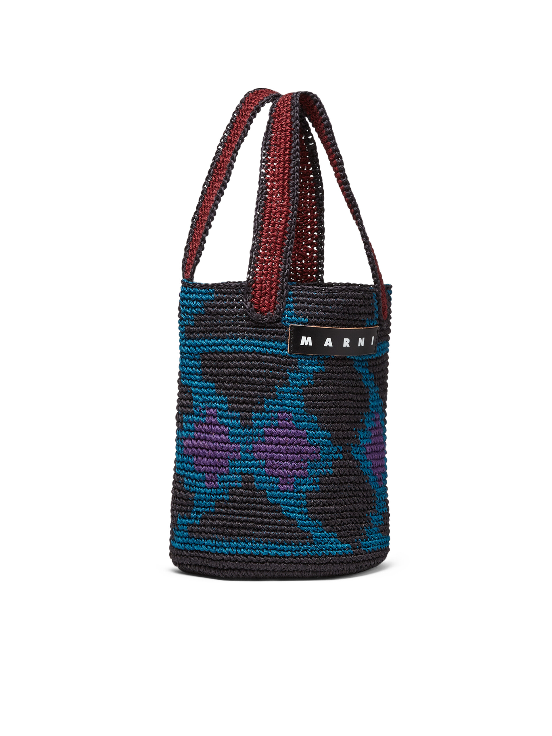 Mehrfarbige MARNI MARKET Tasche aus Naturfaser in Schwarz - Shopper - Image 2