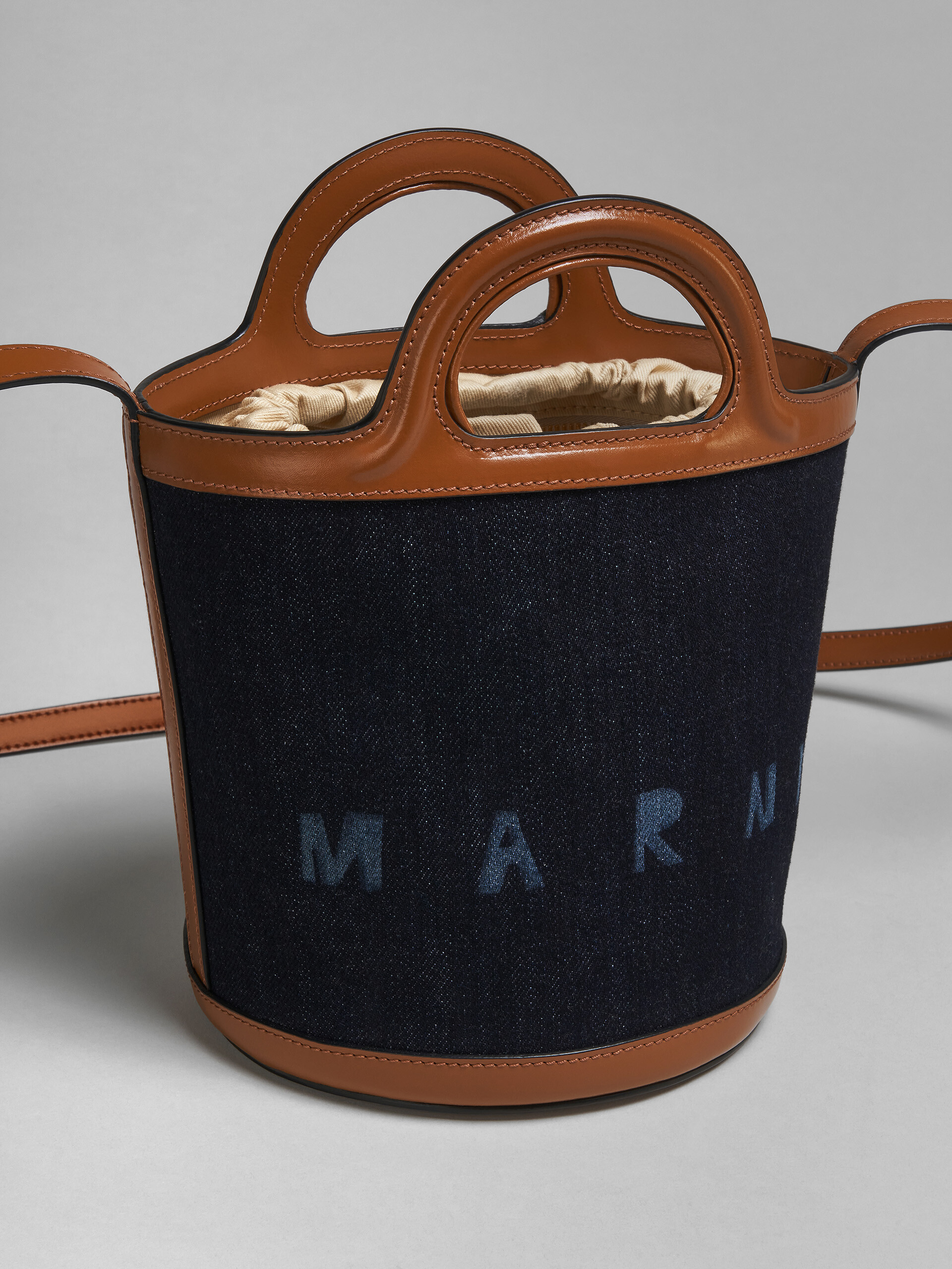 TROPICALIA mini bucket bag in denim and leather - Shoulder Bag - Image 5