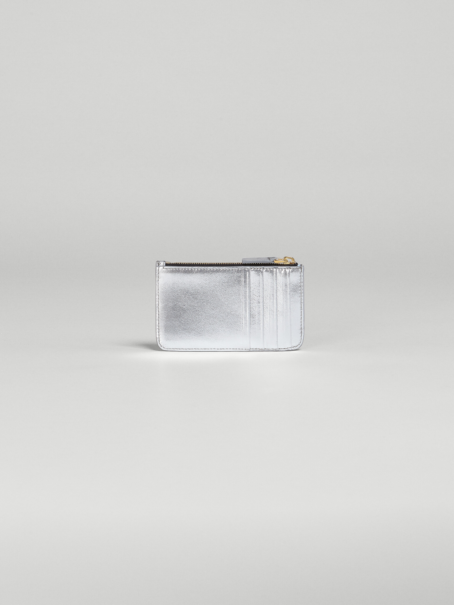 Silver metallic nappa leather card case - Wallets - Image 3