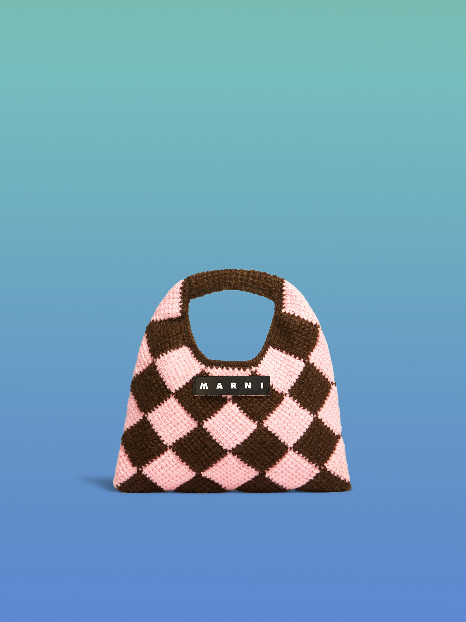 MARNI MARKET DIAMOND small bag in brown and pink tech wool - Bags - Image 1