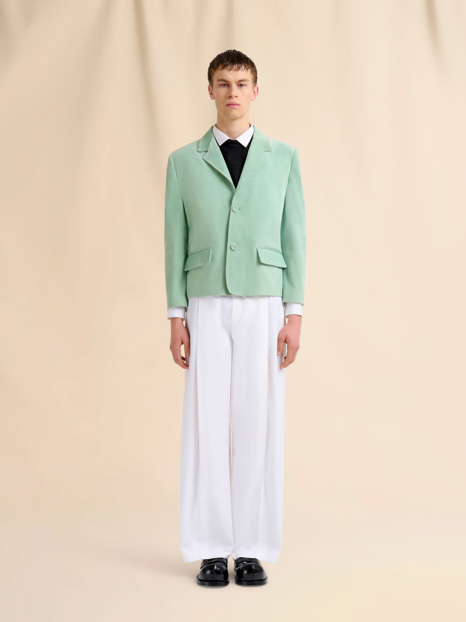 Green suede boxy jacket - Jackets - Image 2