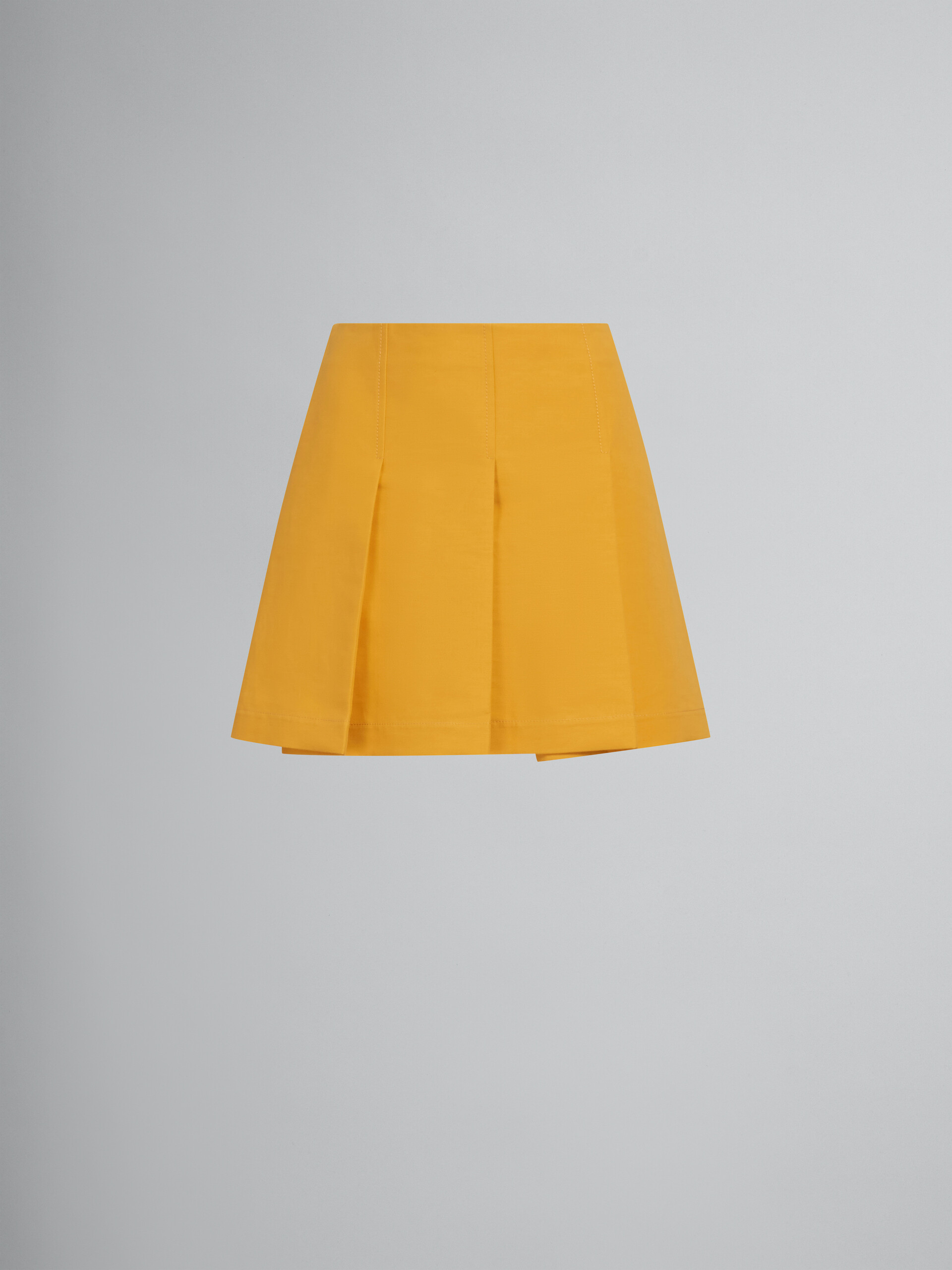 Orange cady mini skirt with wide pleats - Skirts - Image 1