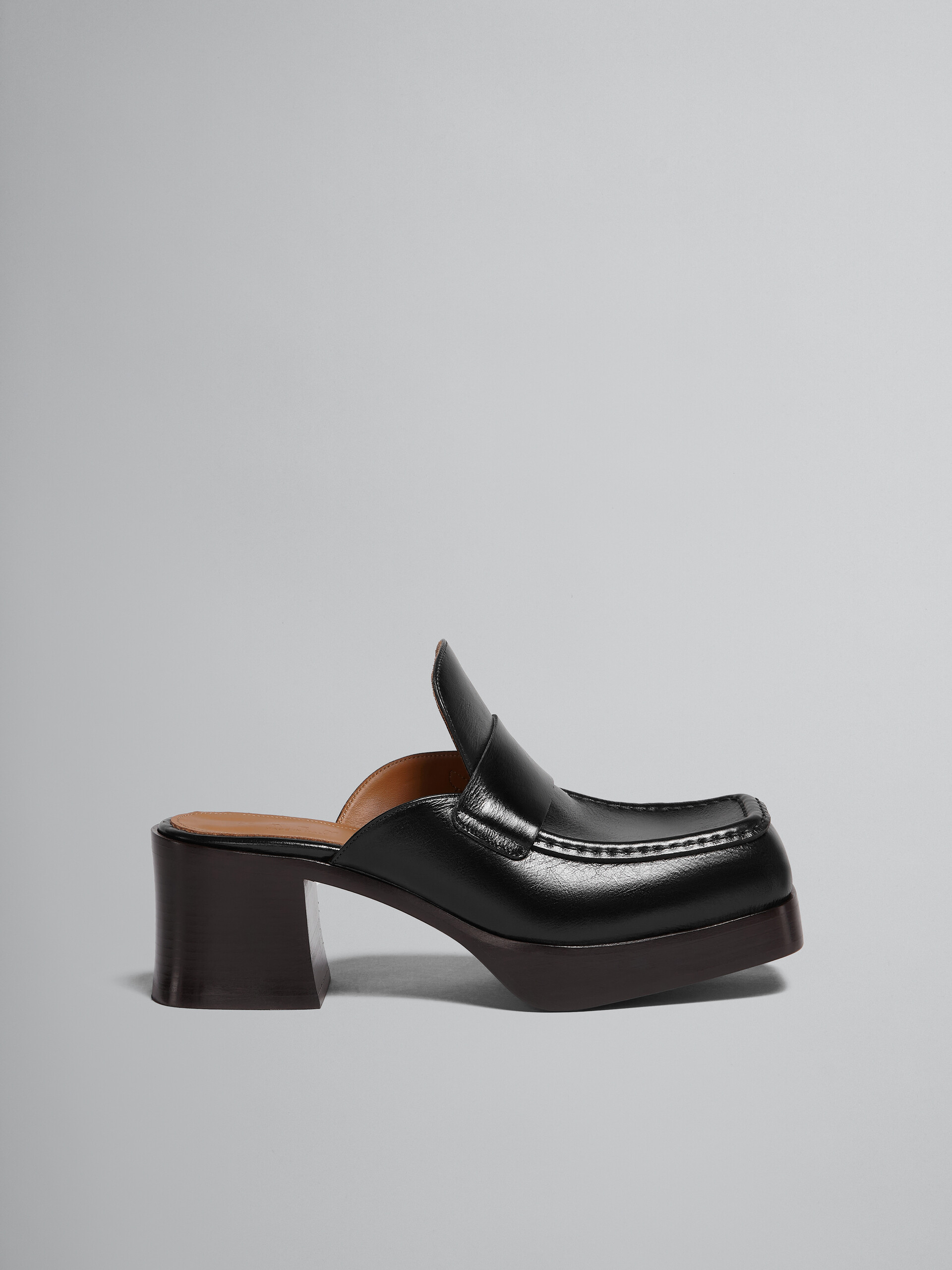 Black leather heeled mule - Clogs - Image 1