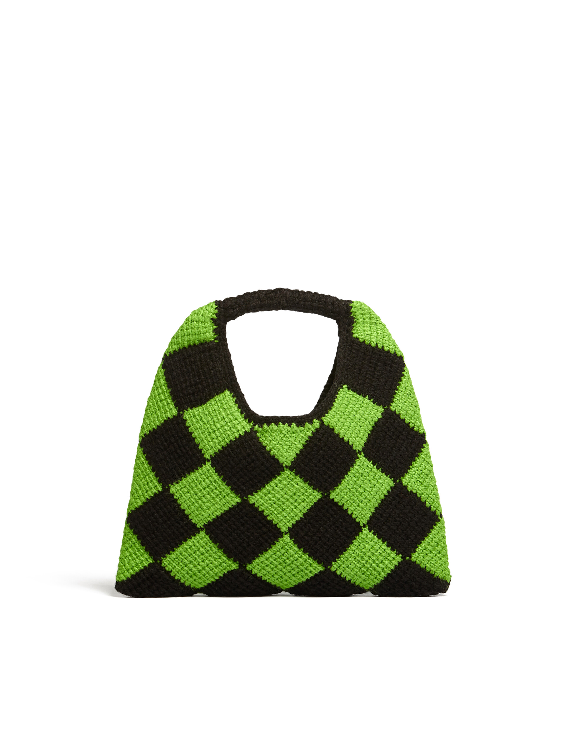 MARNI MARKET DIAMOND medium bag in green and black tech wool - Bags - Image 3