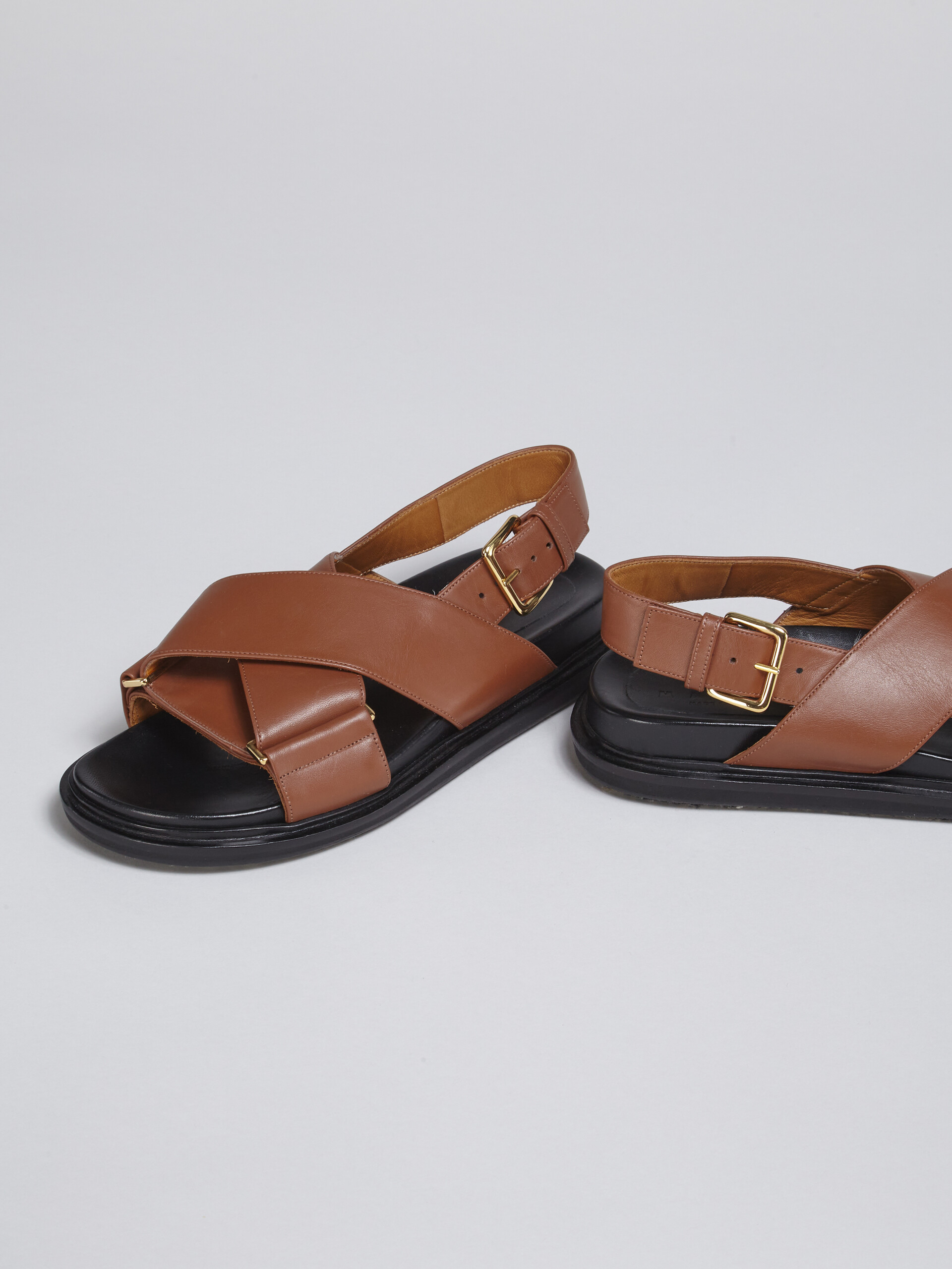 Brown smooth calf leather fussbett - Sandals - Image 5