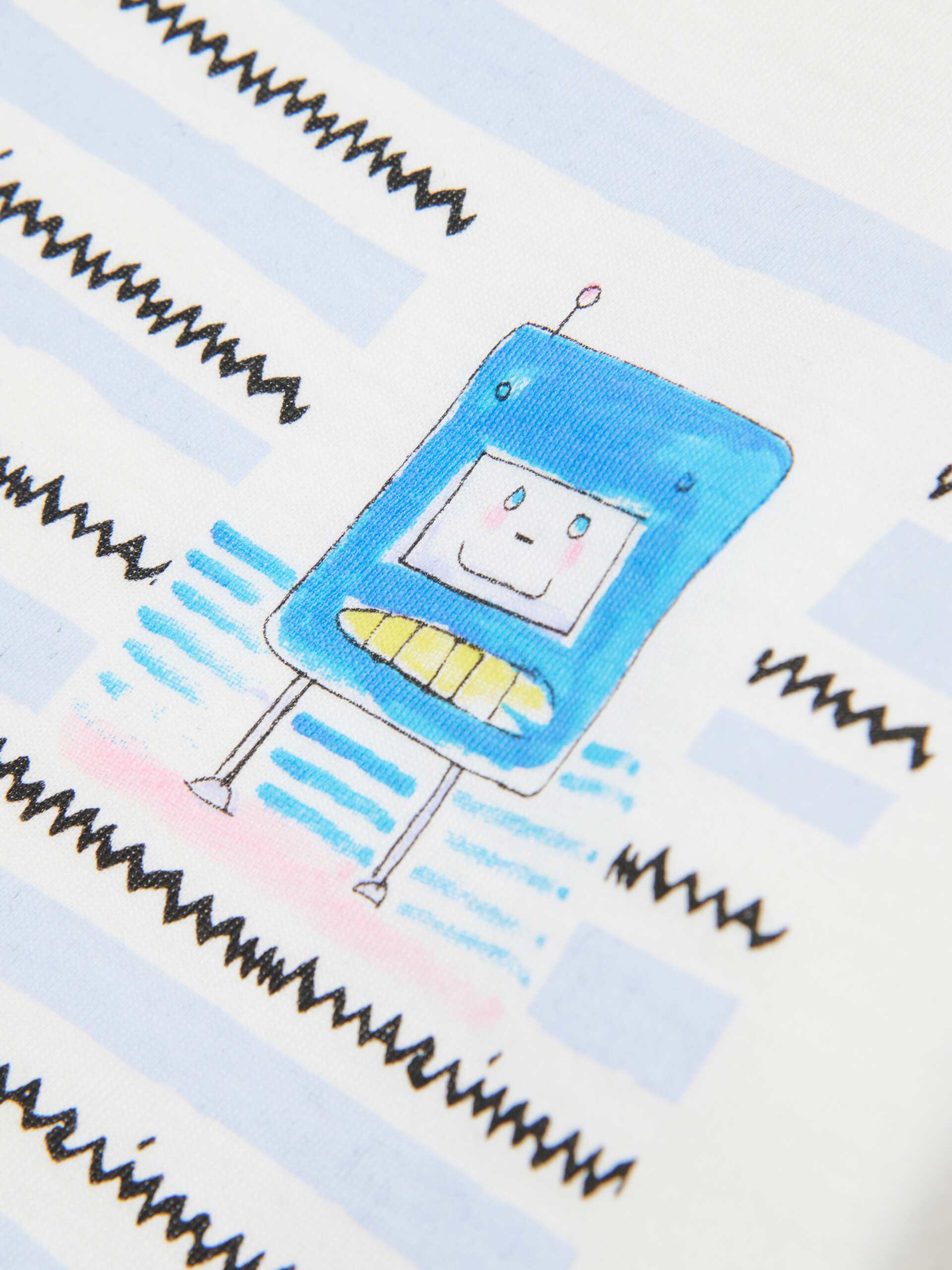 Off-white cotton long-sleeved T-shirt with Robottini print - T-shirts - Image 4